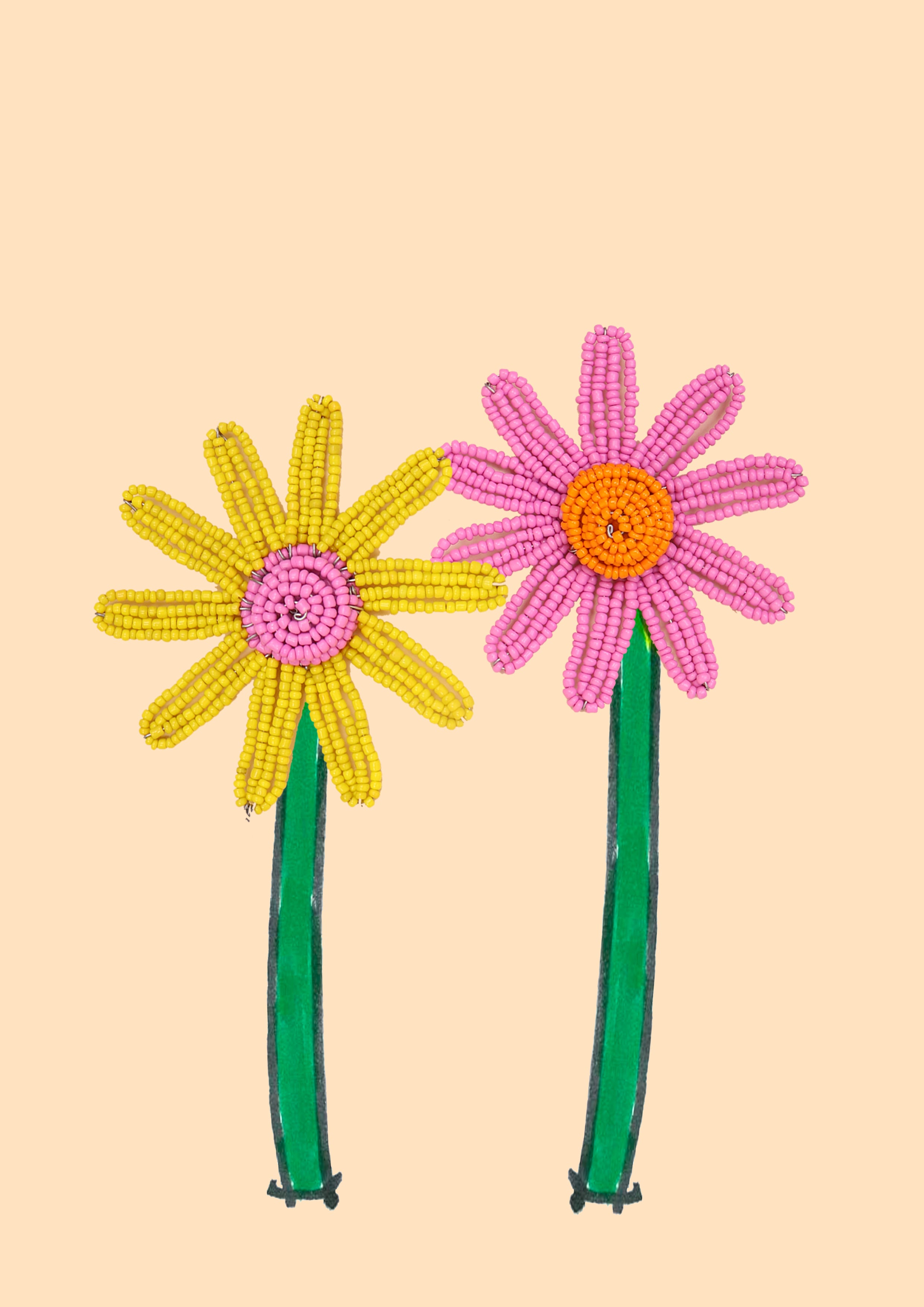 Beaded Flower Decoration, 10cm Yellow