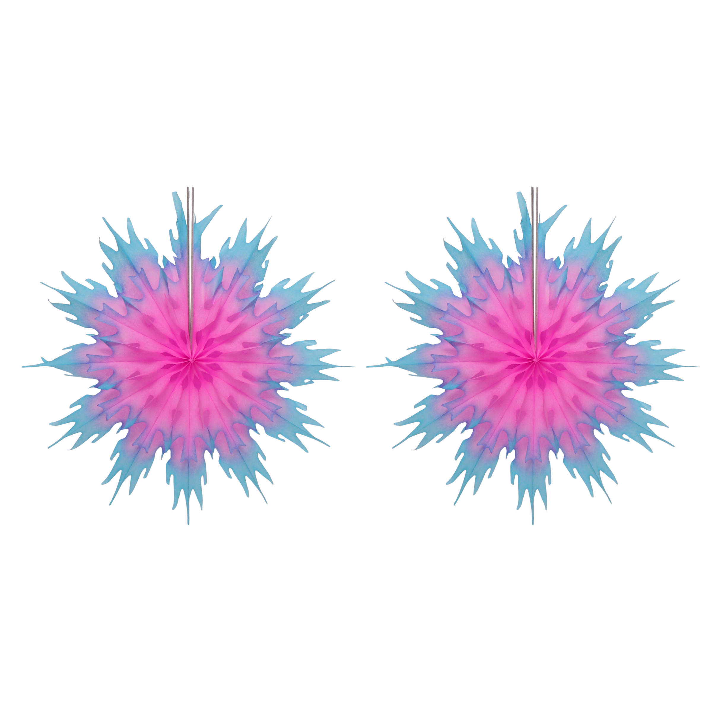 Classic Snowflake Fan 25cm Ice & Pink, Pack of 2