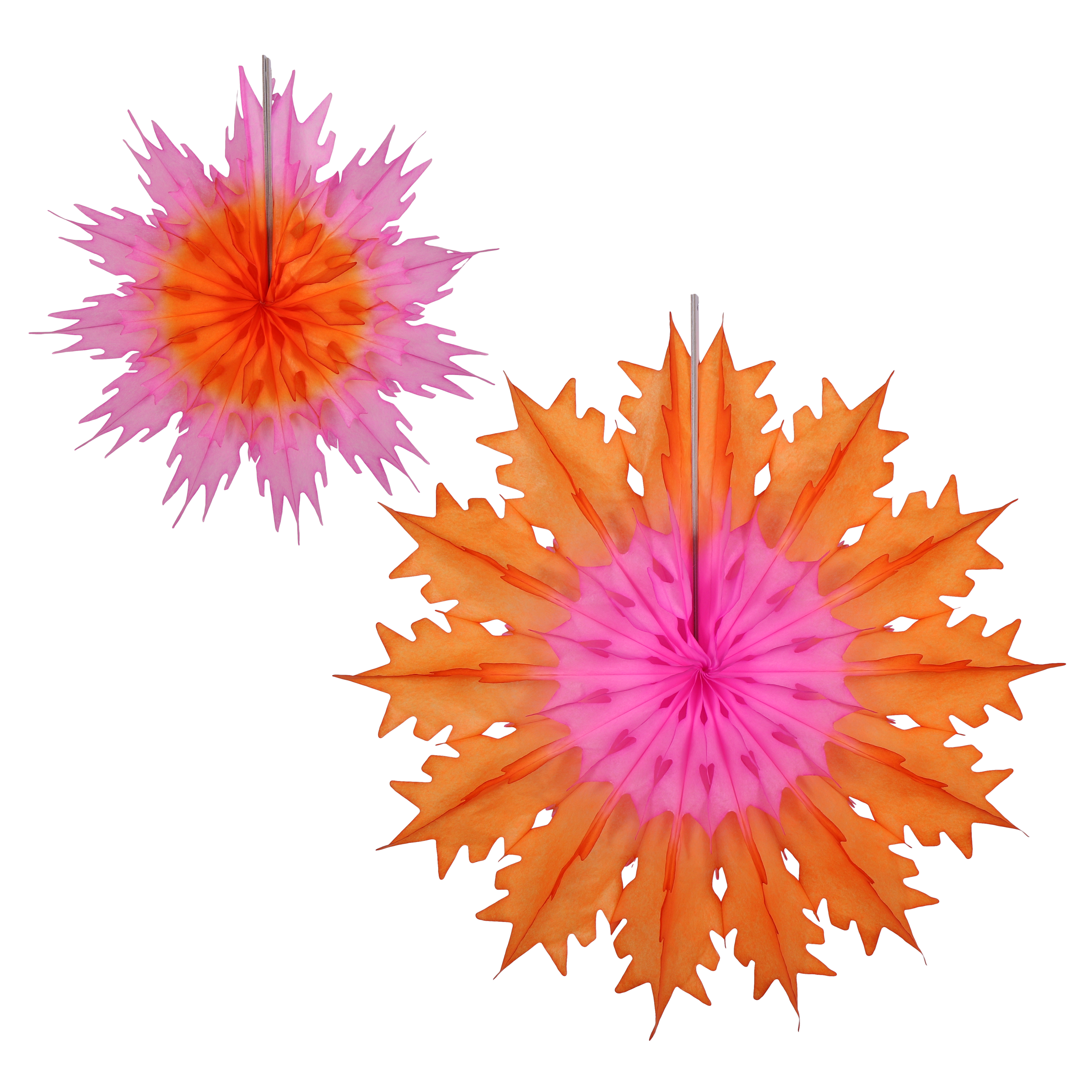 Classic Snowflake Fan Fuchsia & Tangerine Duo