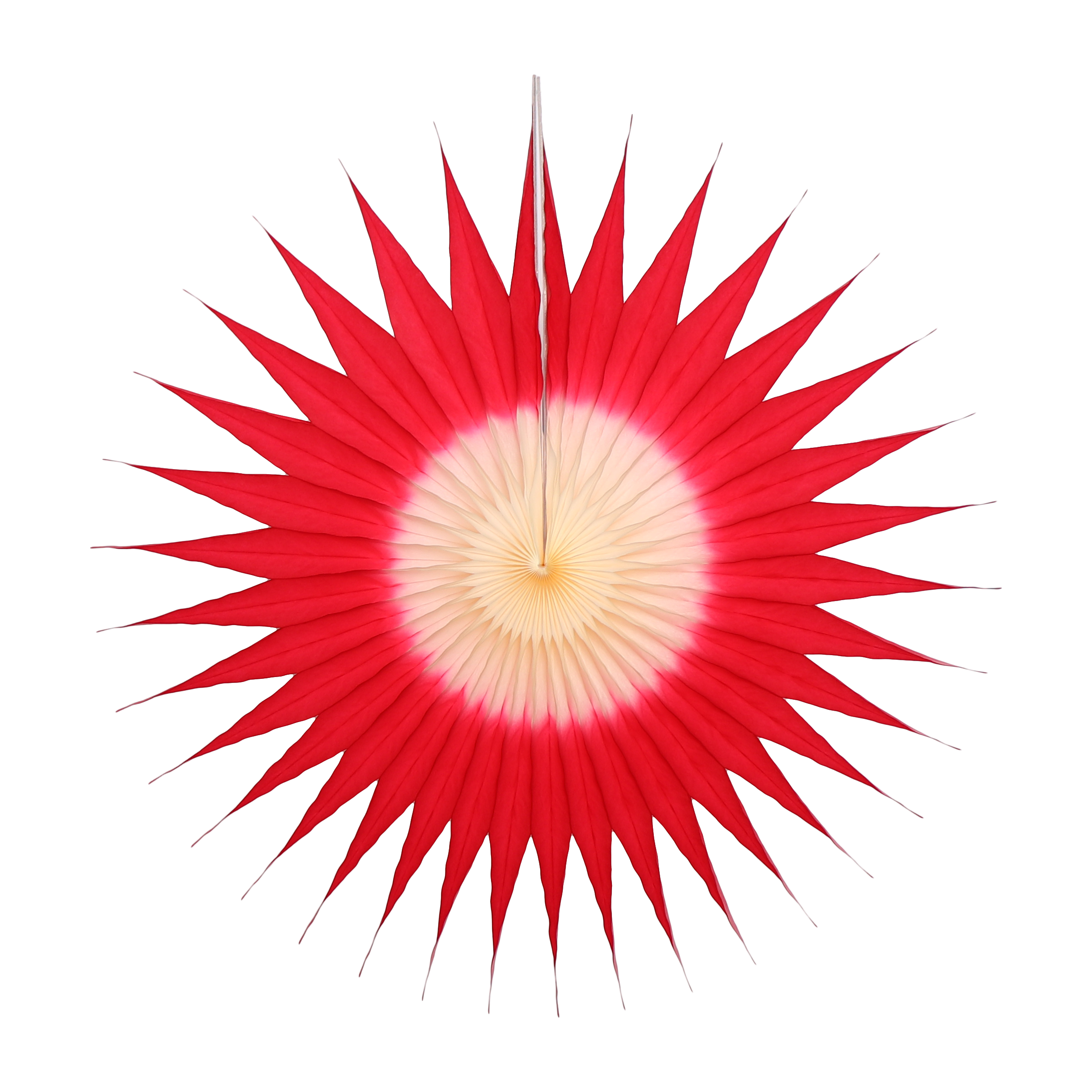 Pointed Two-Tone Fan 40cm, Crimson & Natural
