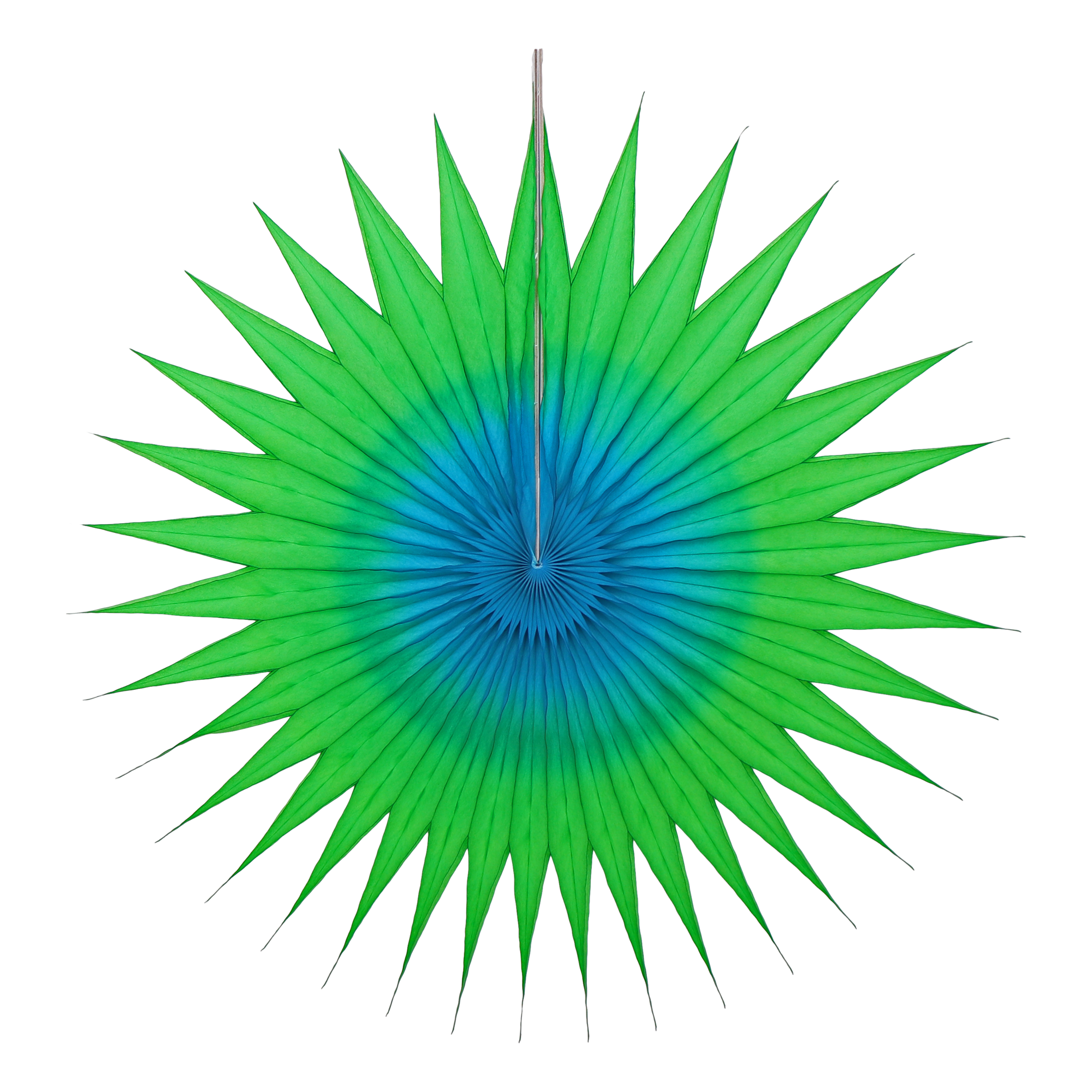 Pointed Two-Tone Fan 40cm, Grass & Azure