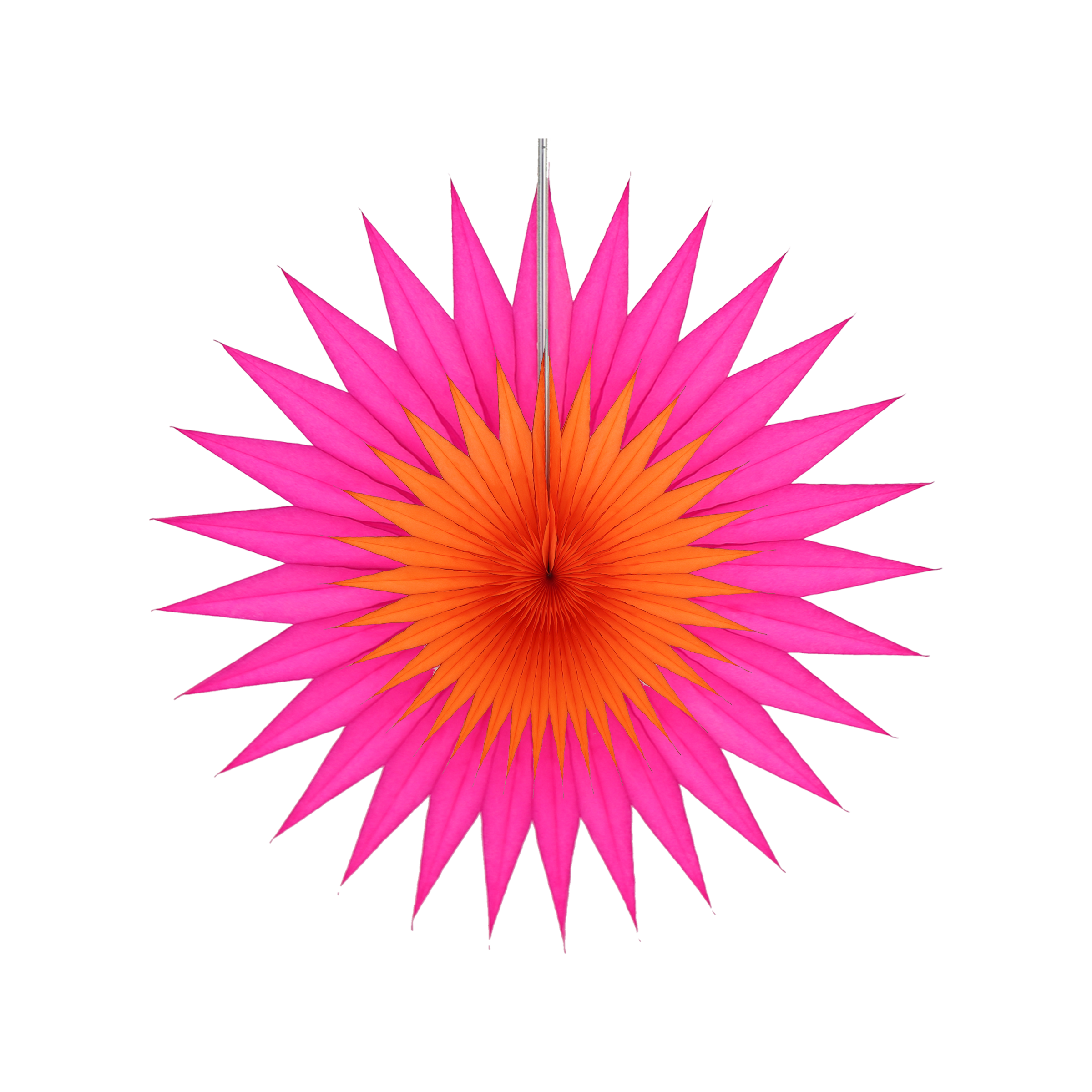 Pointed Duo Fan 30cm, Pink & Orange