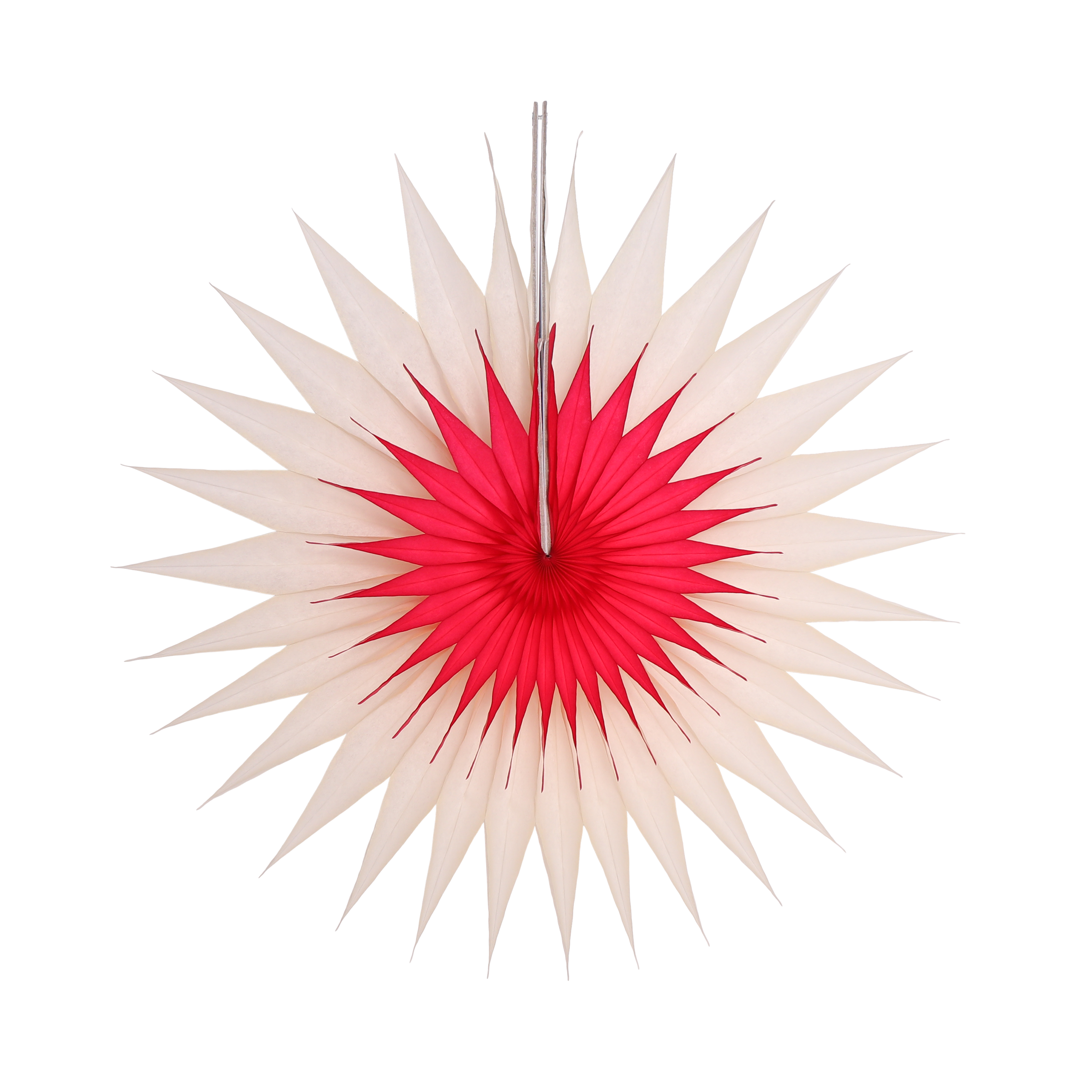 Pointed Duo Fan 30cm, Crimson & Natural