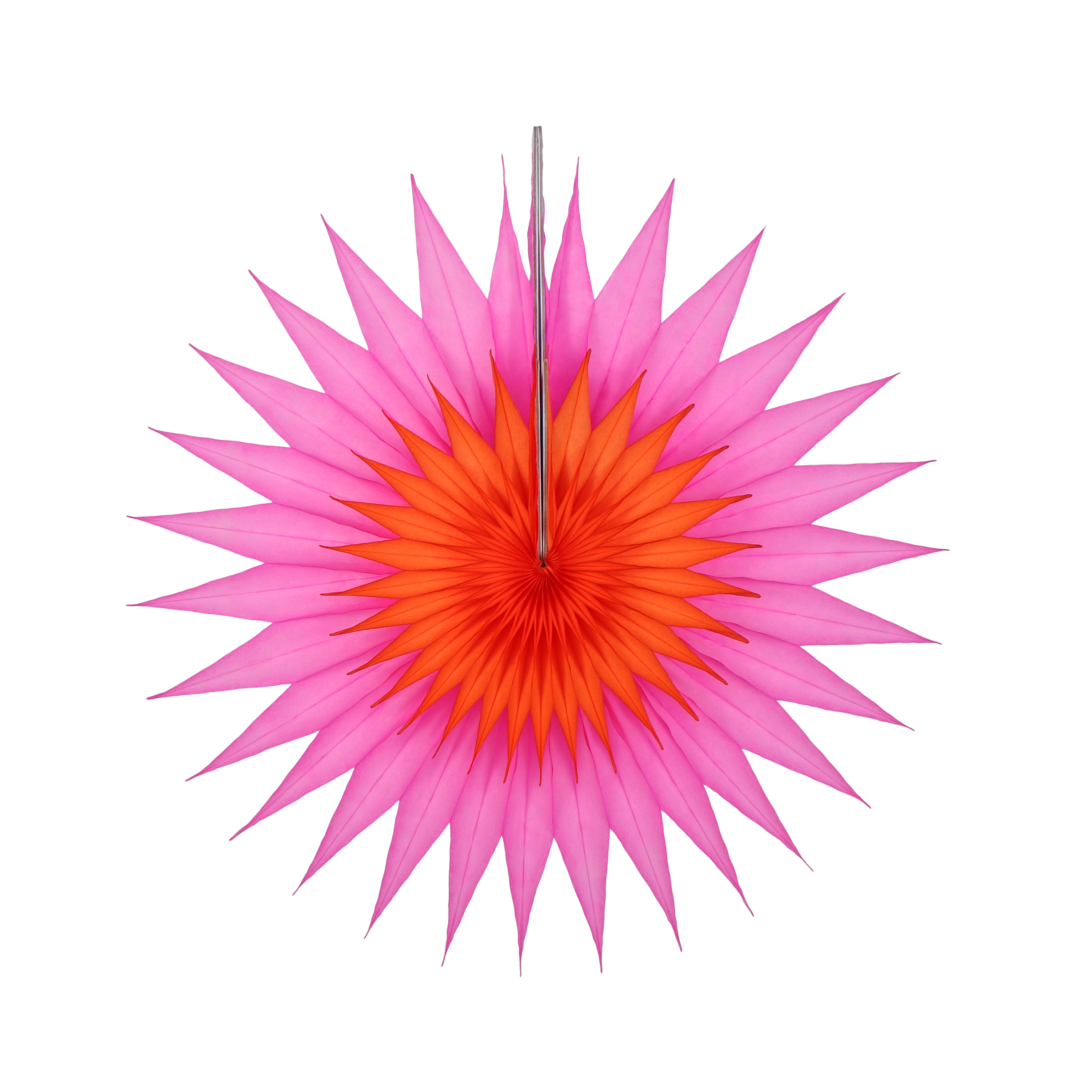 Pointed Duo Fan 30cm, Pink & Orange