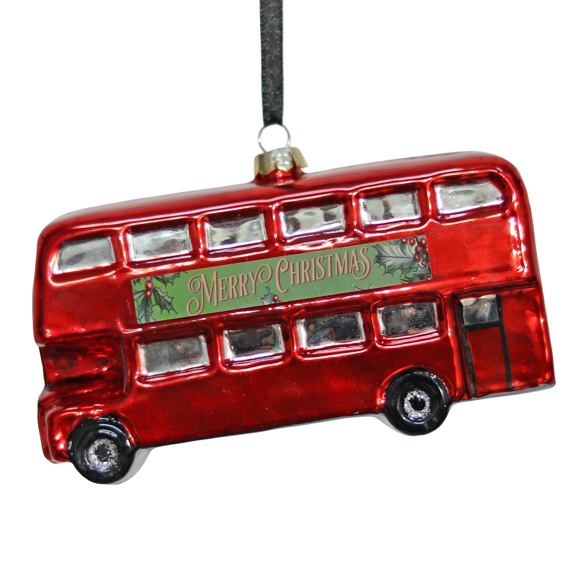 London Bus Glass Decoration, 16cm