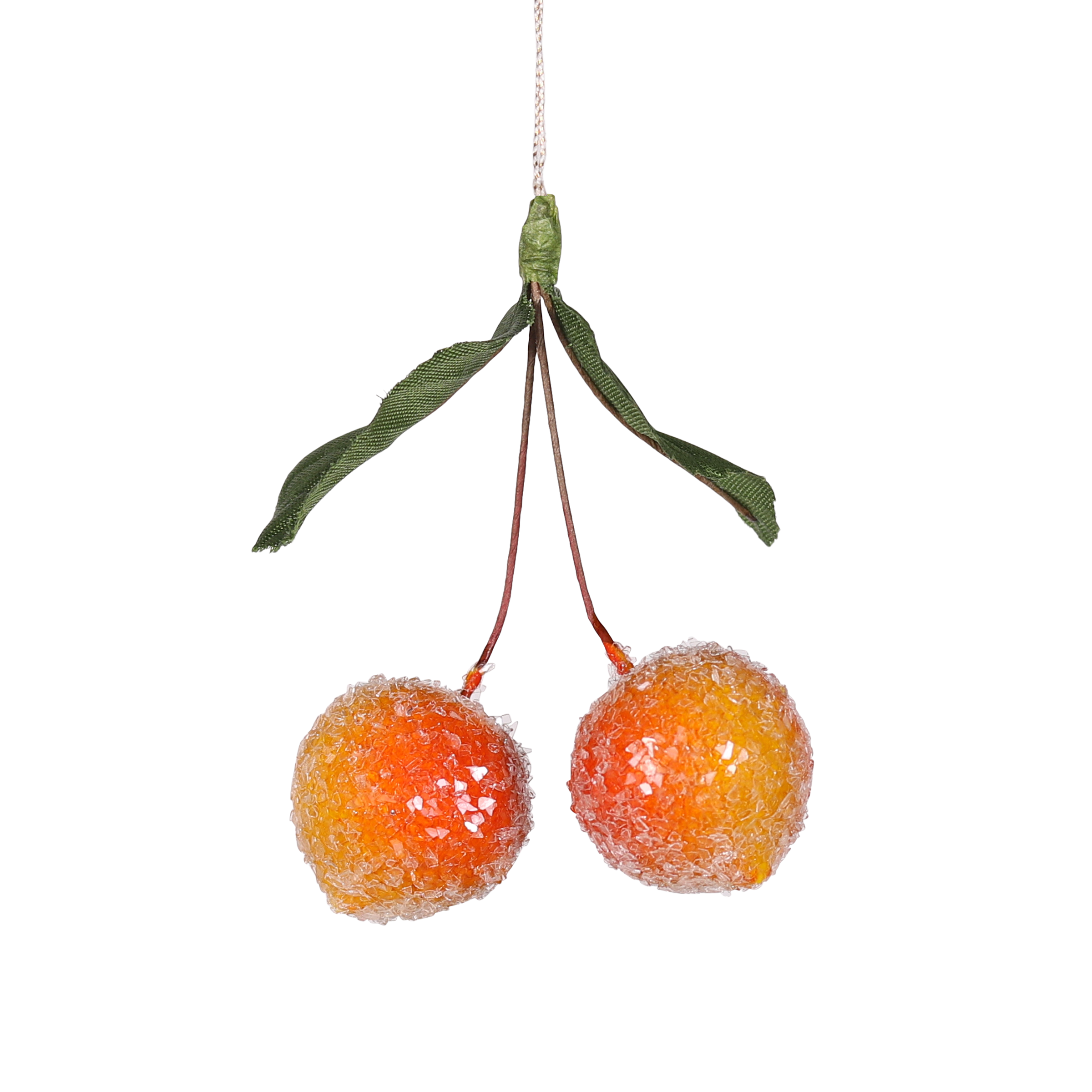 Spun Cotton Frosted Cherry Decoration, 6cm
