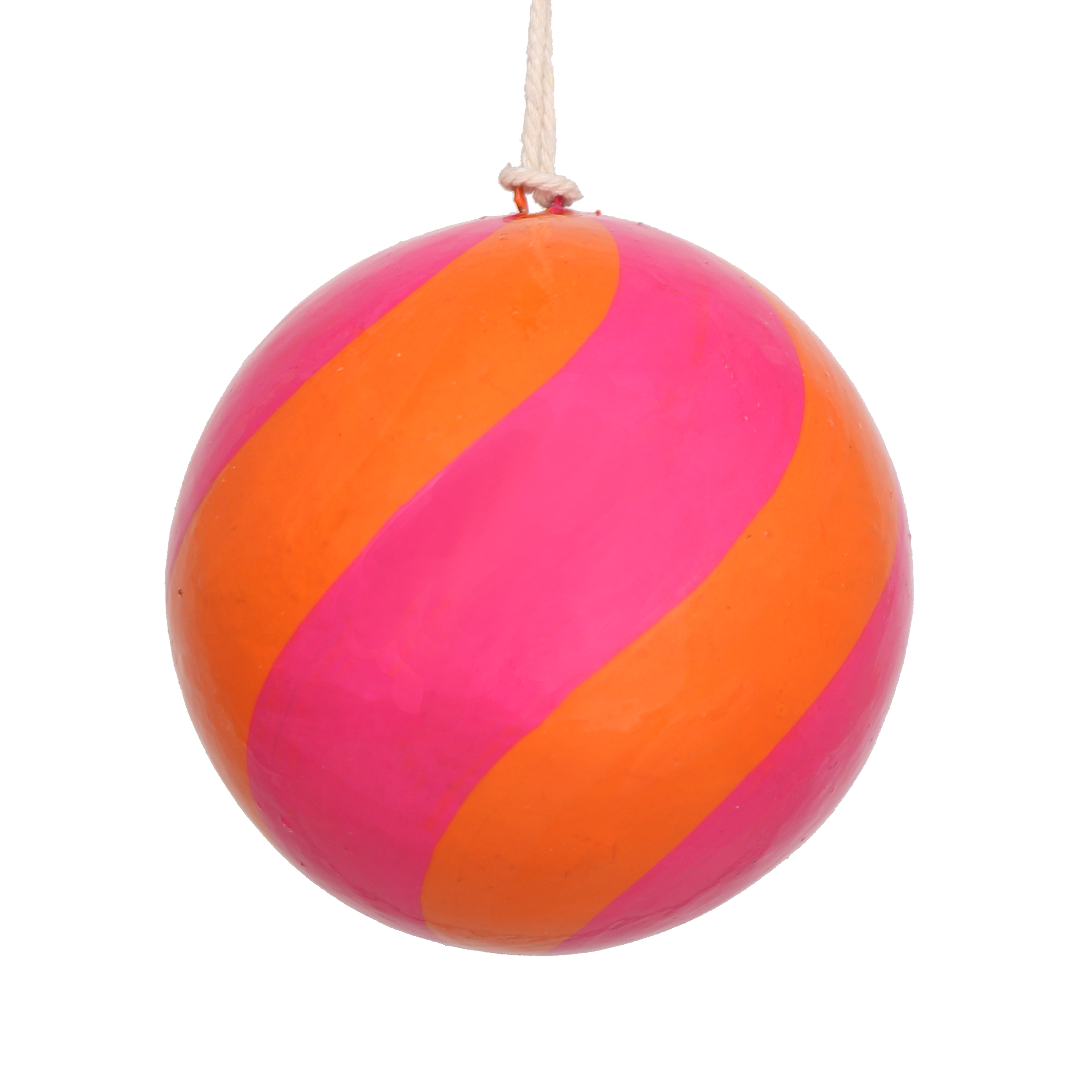 Swirl Papier Mache Bauble 7cm, Pink & Orange