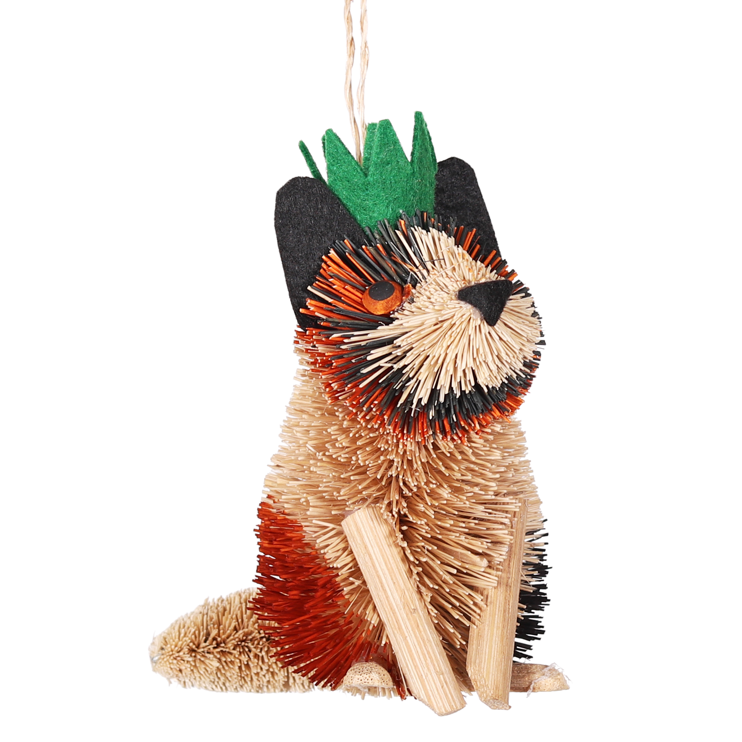 Bristle Cat with Hat Decoration, 10cm