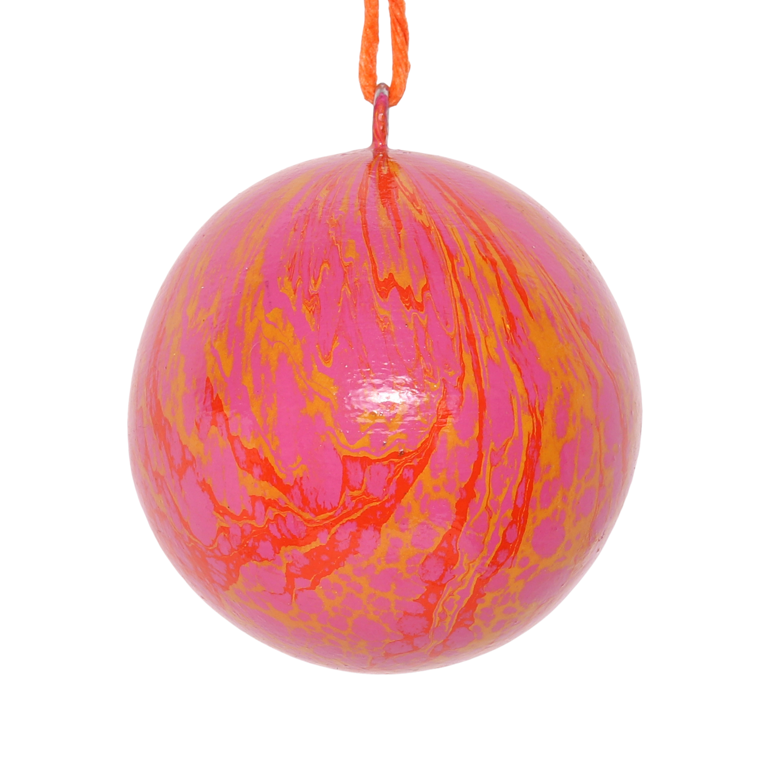 Marble Papier Mache Bauble Pink, 7cm
