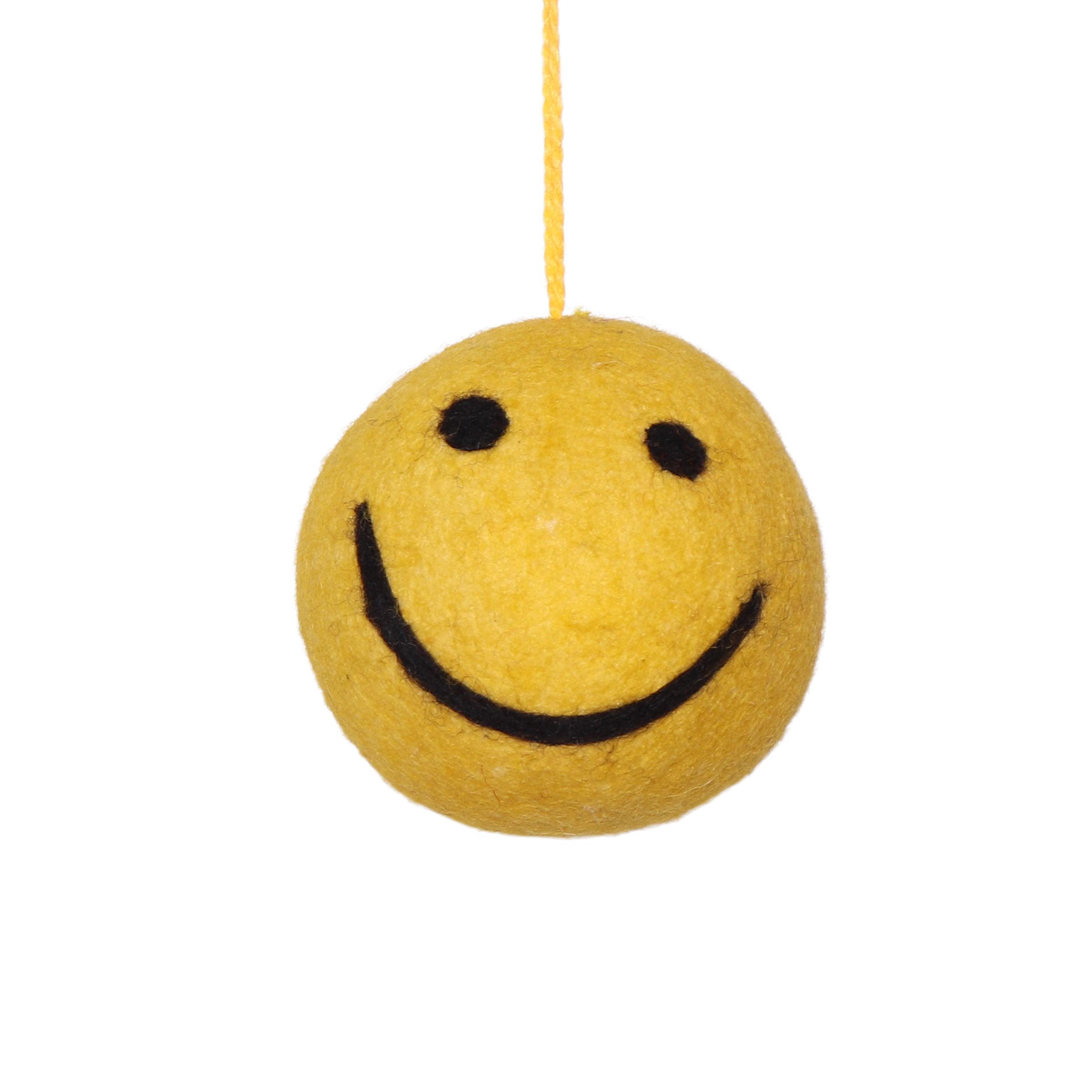 Felt Smile Bauble 8cm, Yellow