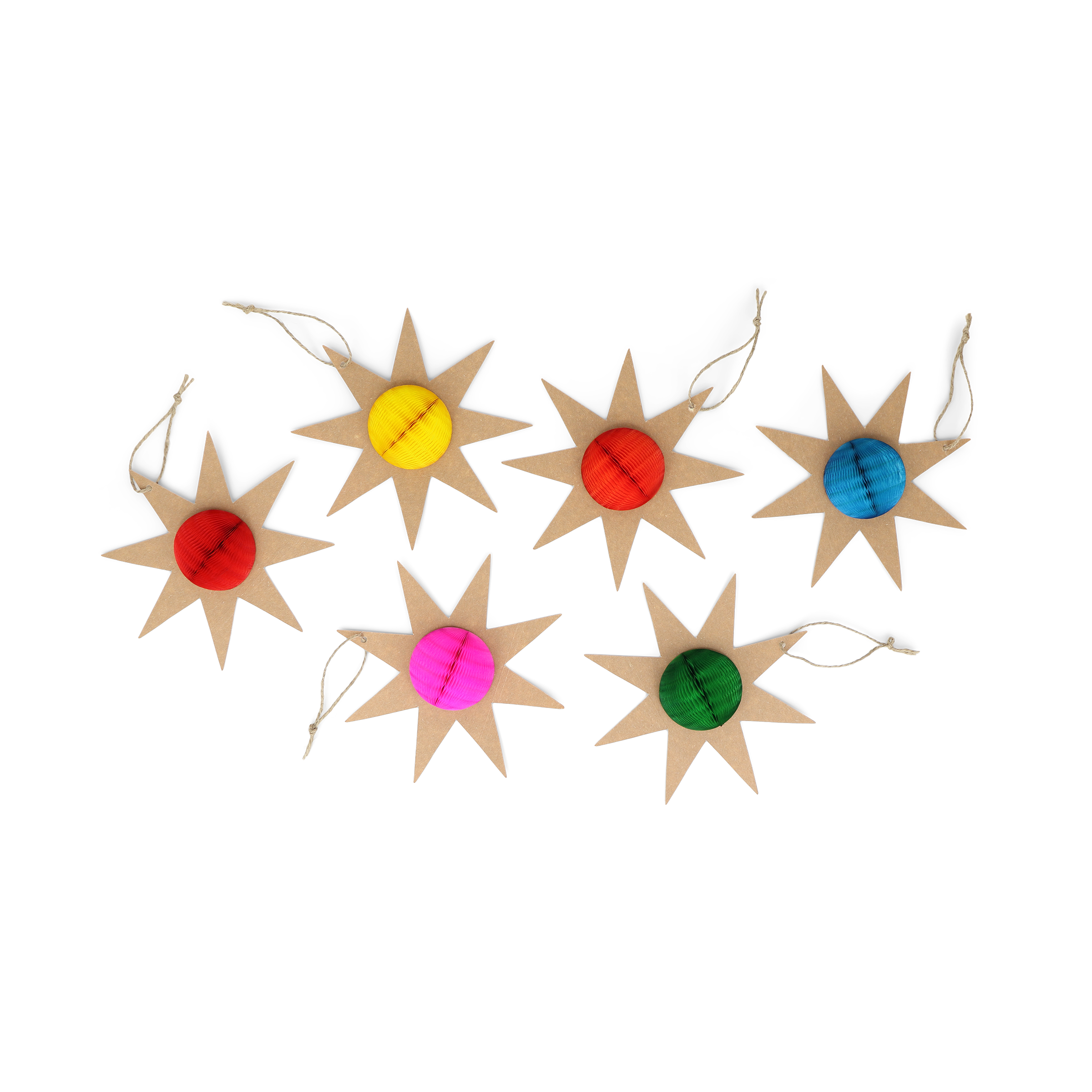Honeycomb Ball Star Gift Tags Rainbow, Set of 6