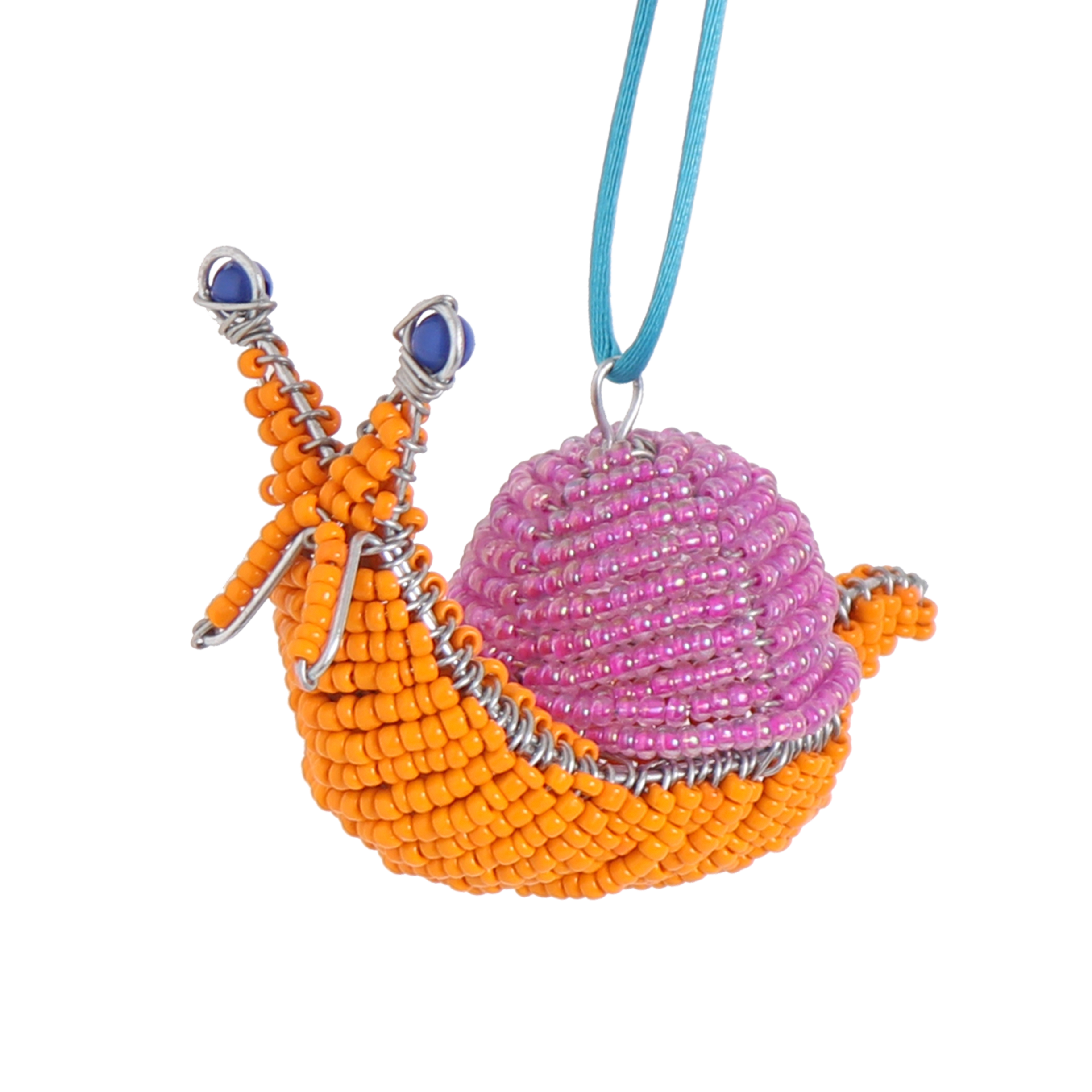 Beaded Snail Decoration Orange, 10cm