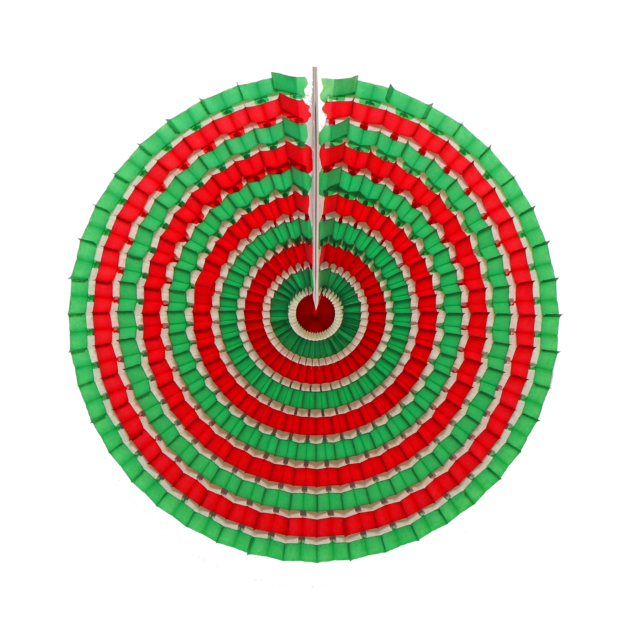 Striped Fan 40cm, Green & Red