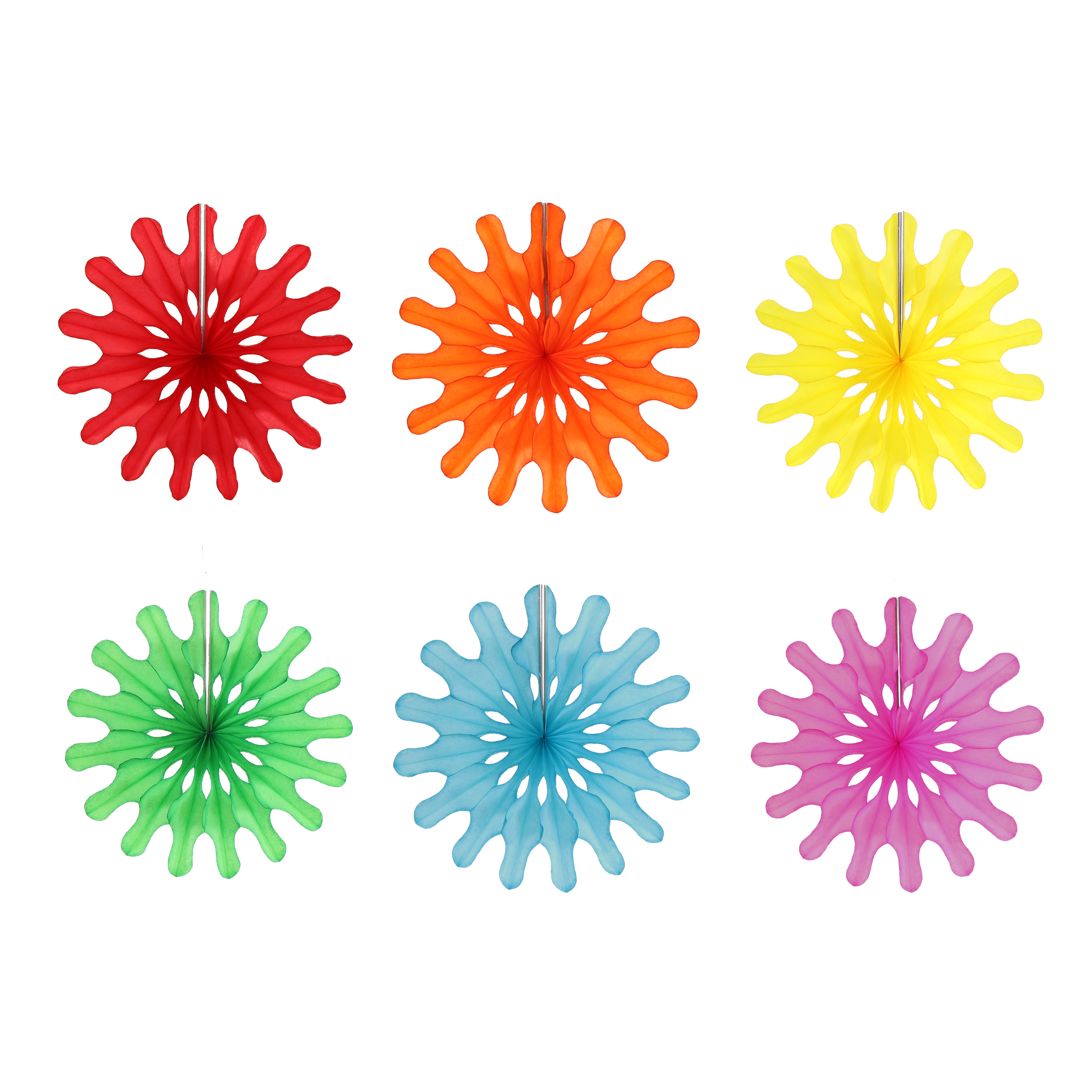 Modern Fan 20cm Rainbow, Set of 6