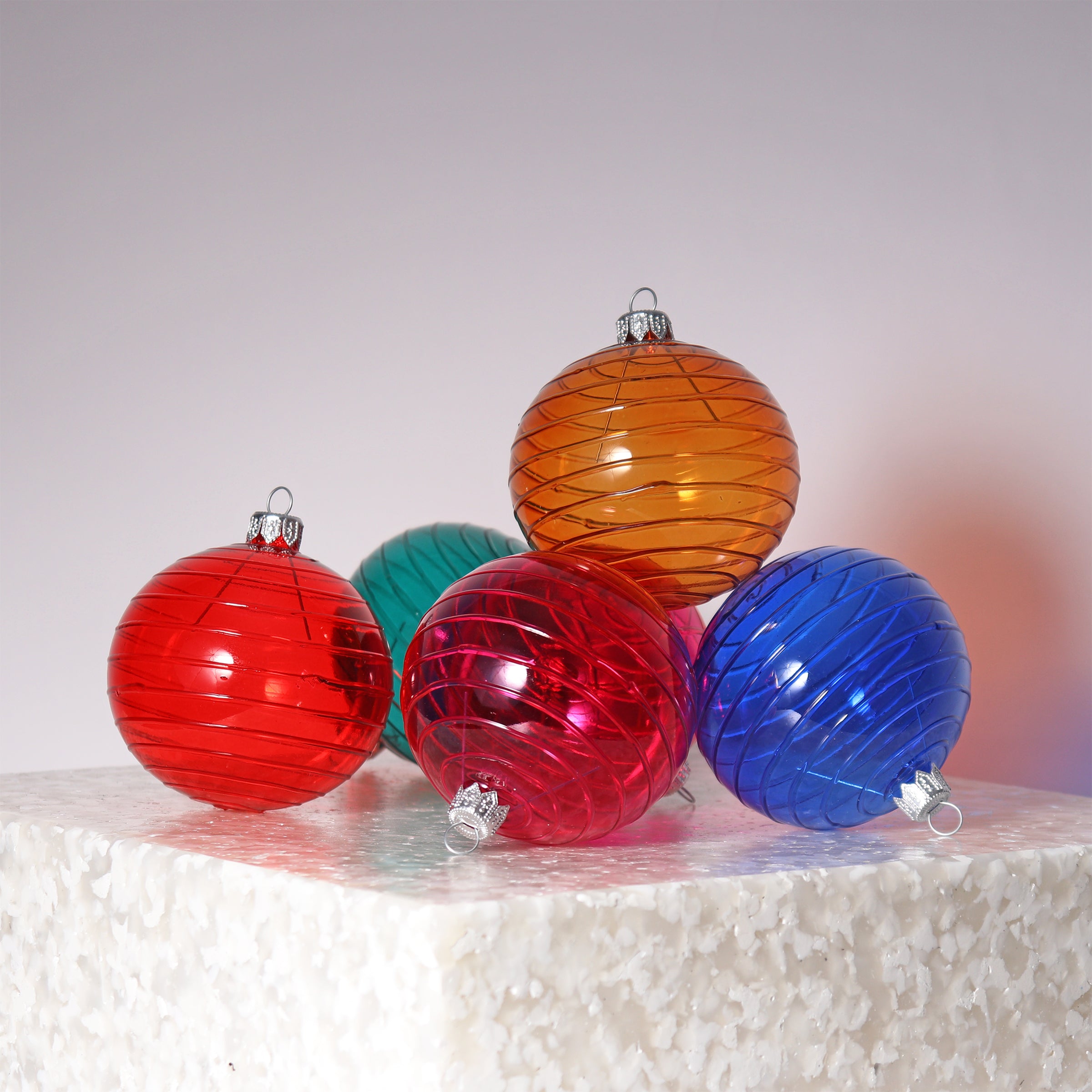Cut Glass Style Bauble and Horizontal Bauble, 8cm