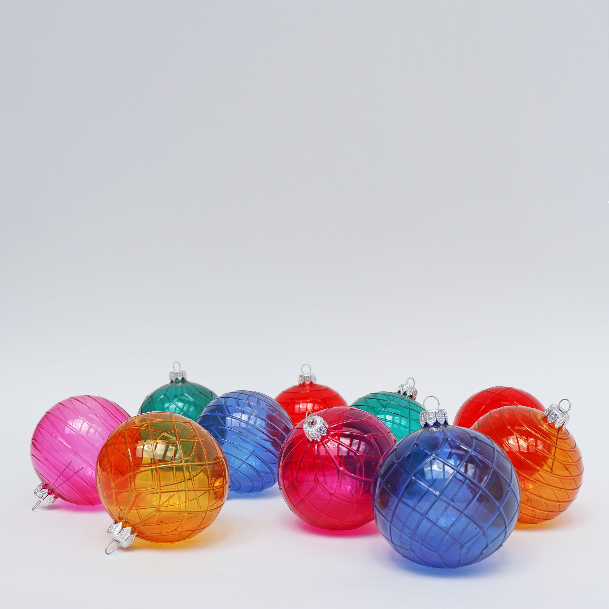 Cut Glass Style Bauble and Horizontal Bauble, 8cm