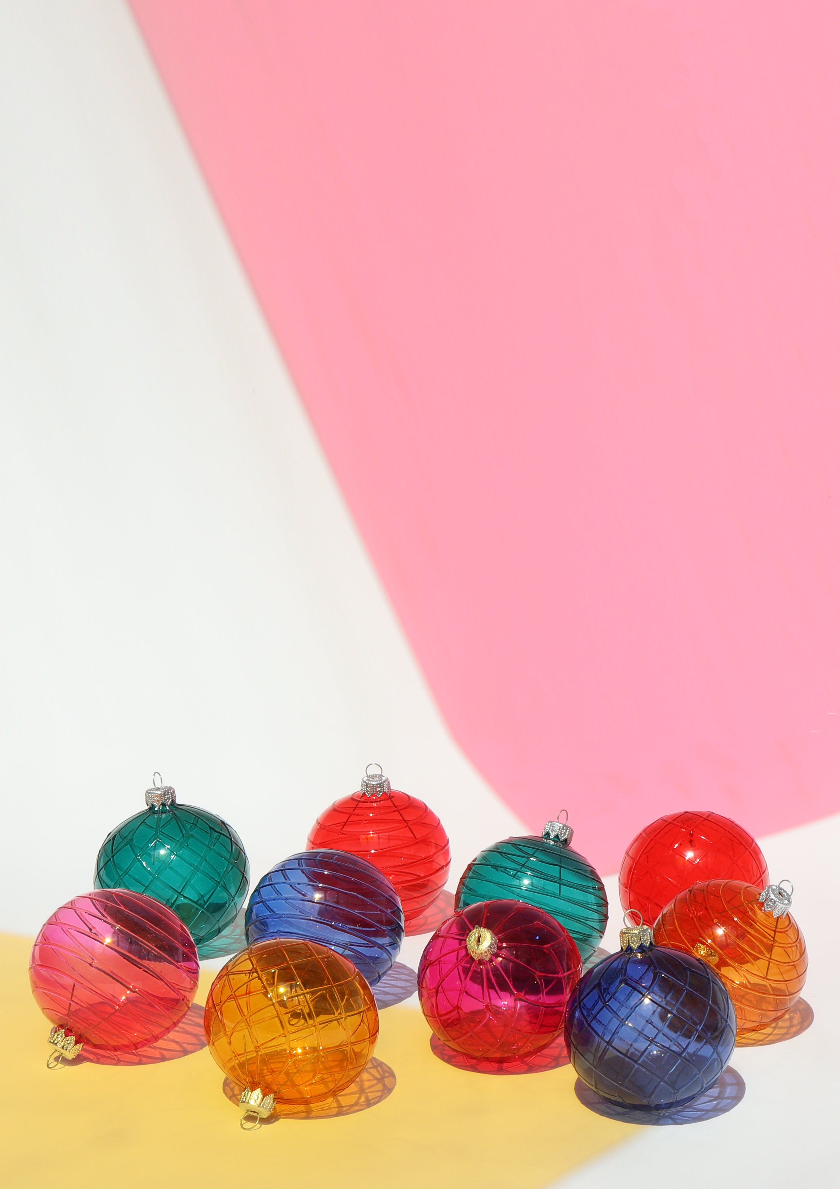 Cut Glass Style Bauble and Horizontal Bauble, 8cm