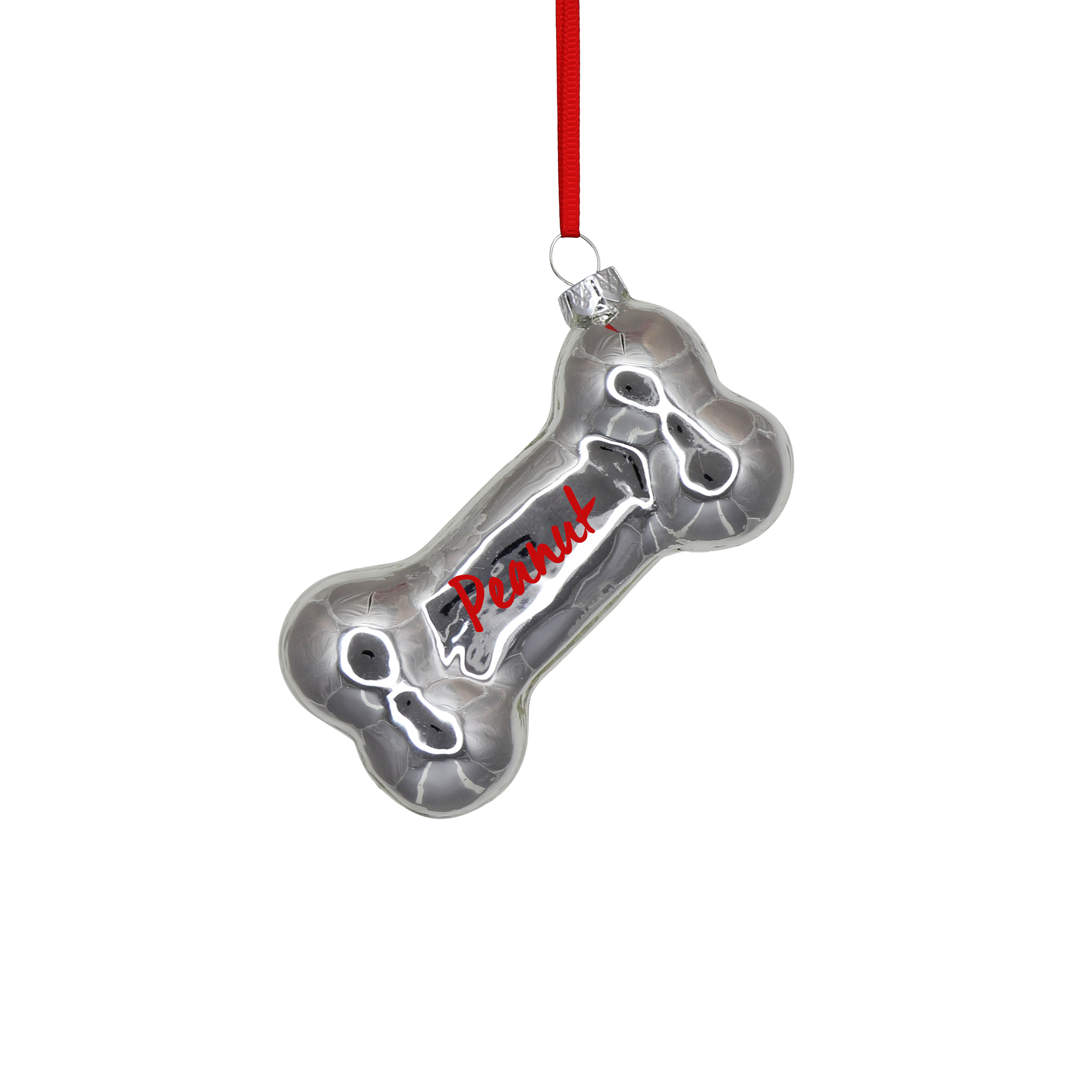Dog Bone Decoration Silver, Personalisable