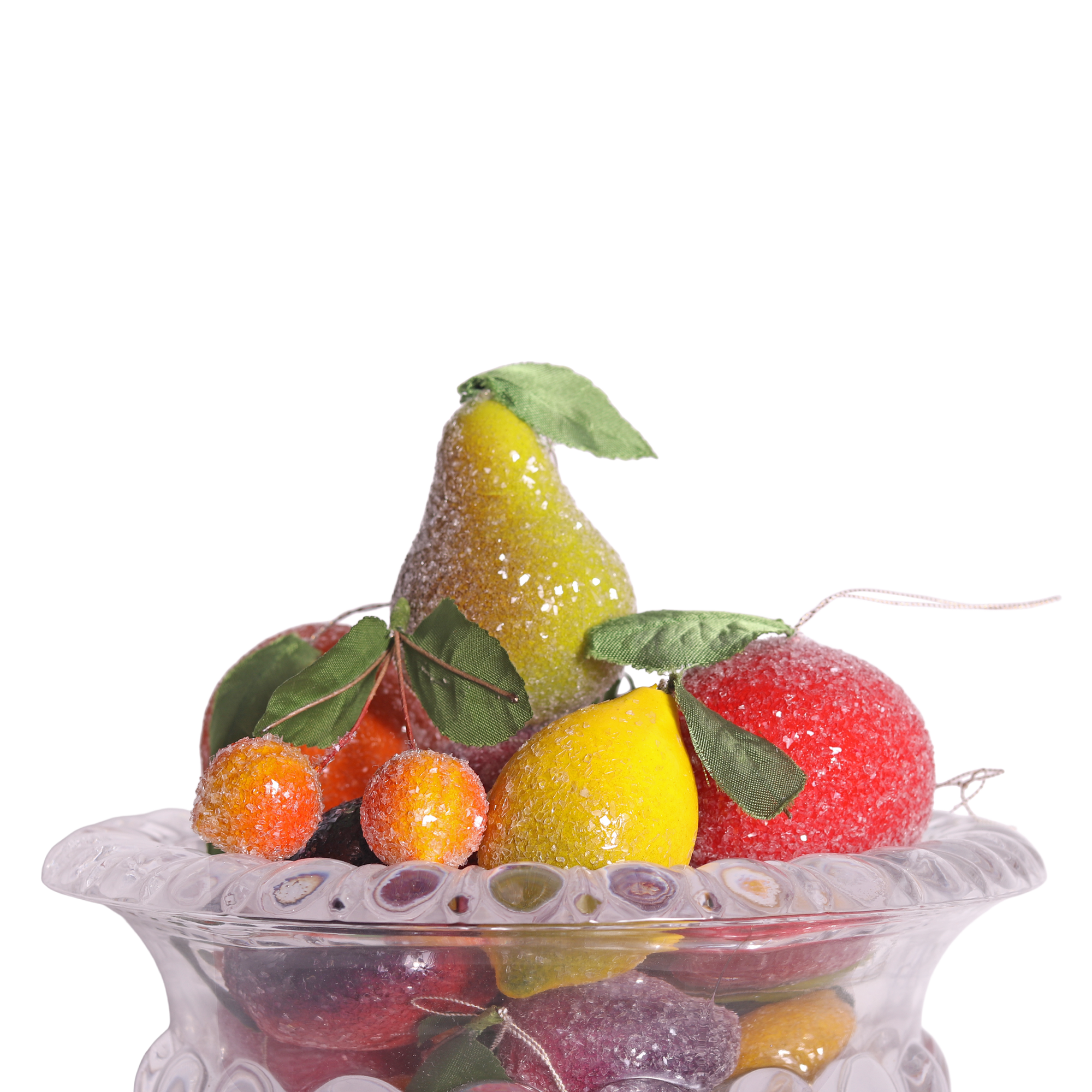 Spun Cotton Frosted Cherry Decoration, 6cm