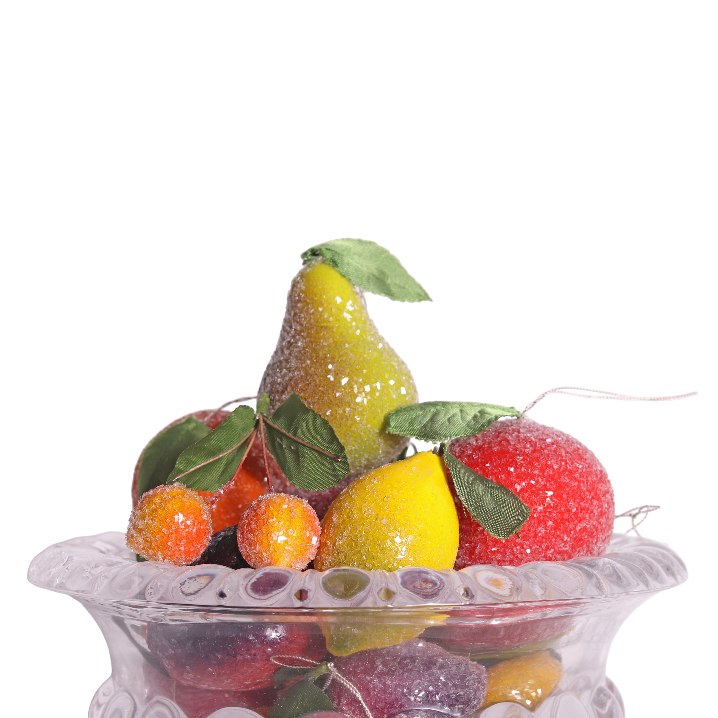 Spun Cotton Frosted Cherry Decoration, 6cm