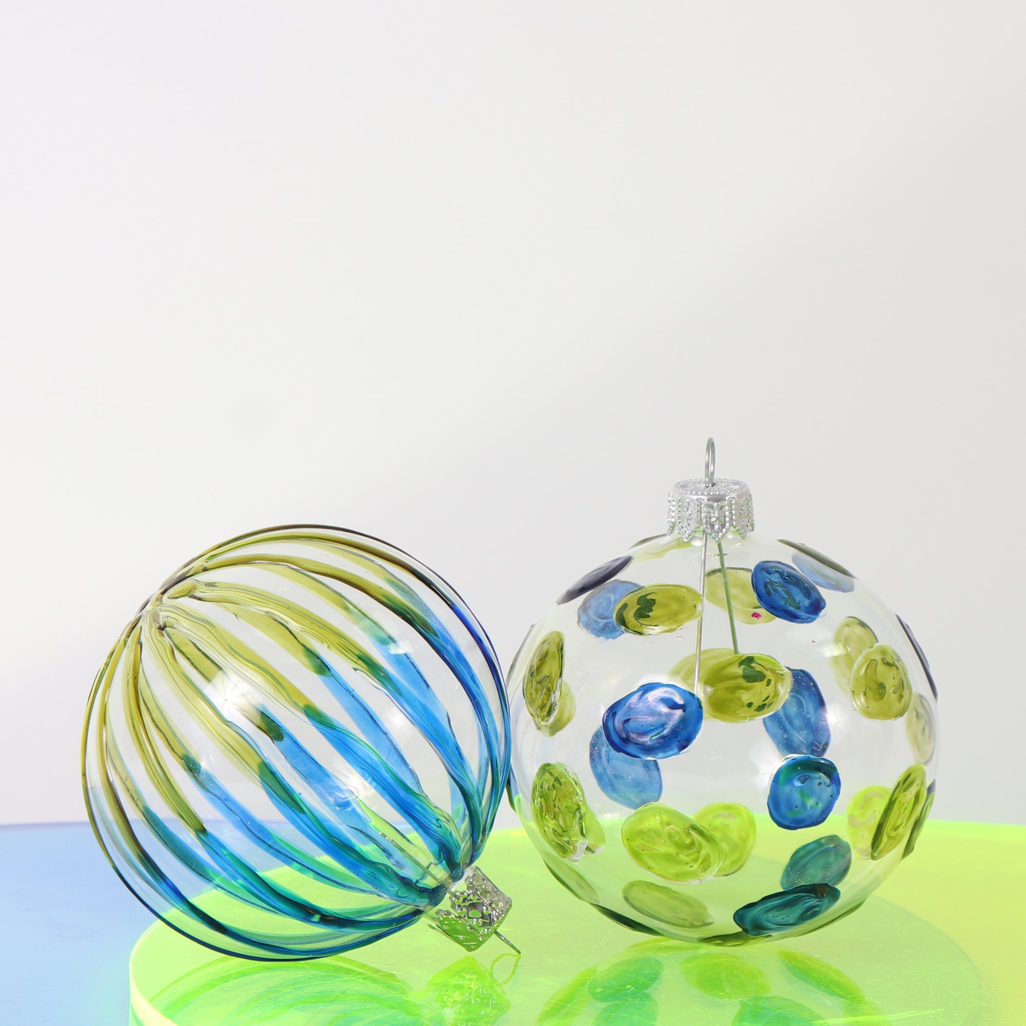 Spot Blue & Green Bauble, 8cm