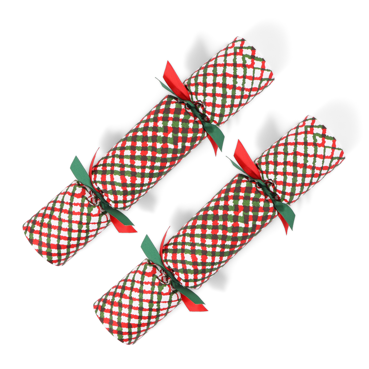 Diamond Check Green & Red Cracker Pair