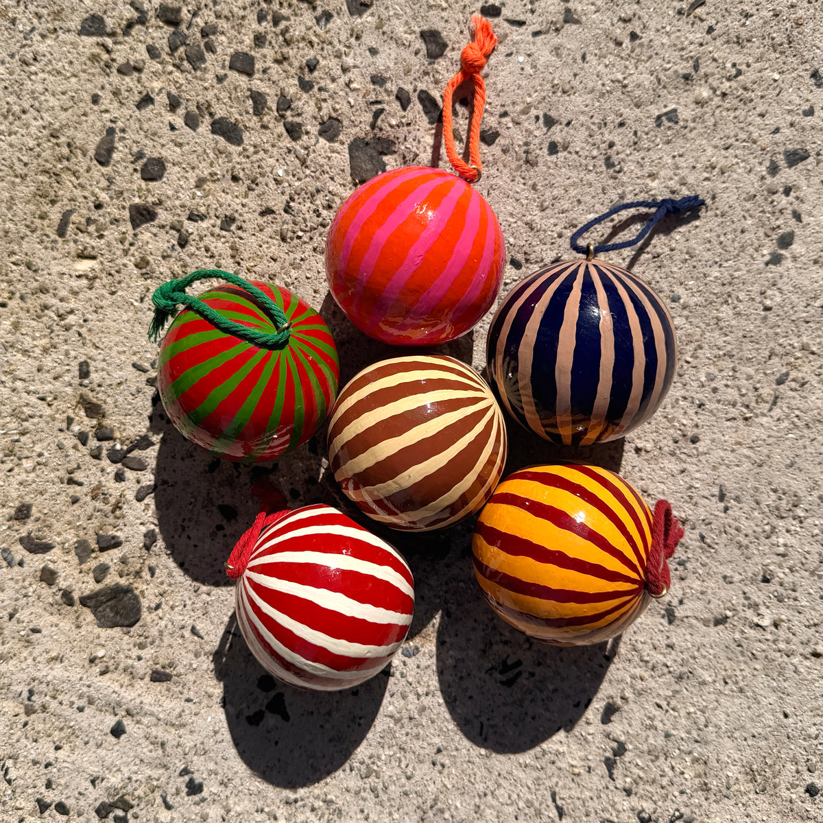 Stripe Papier Mache Bauble