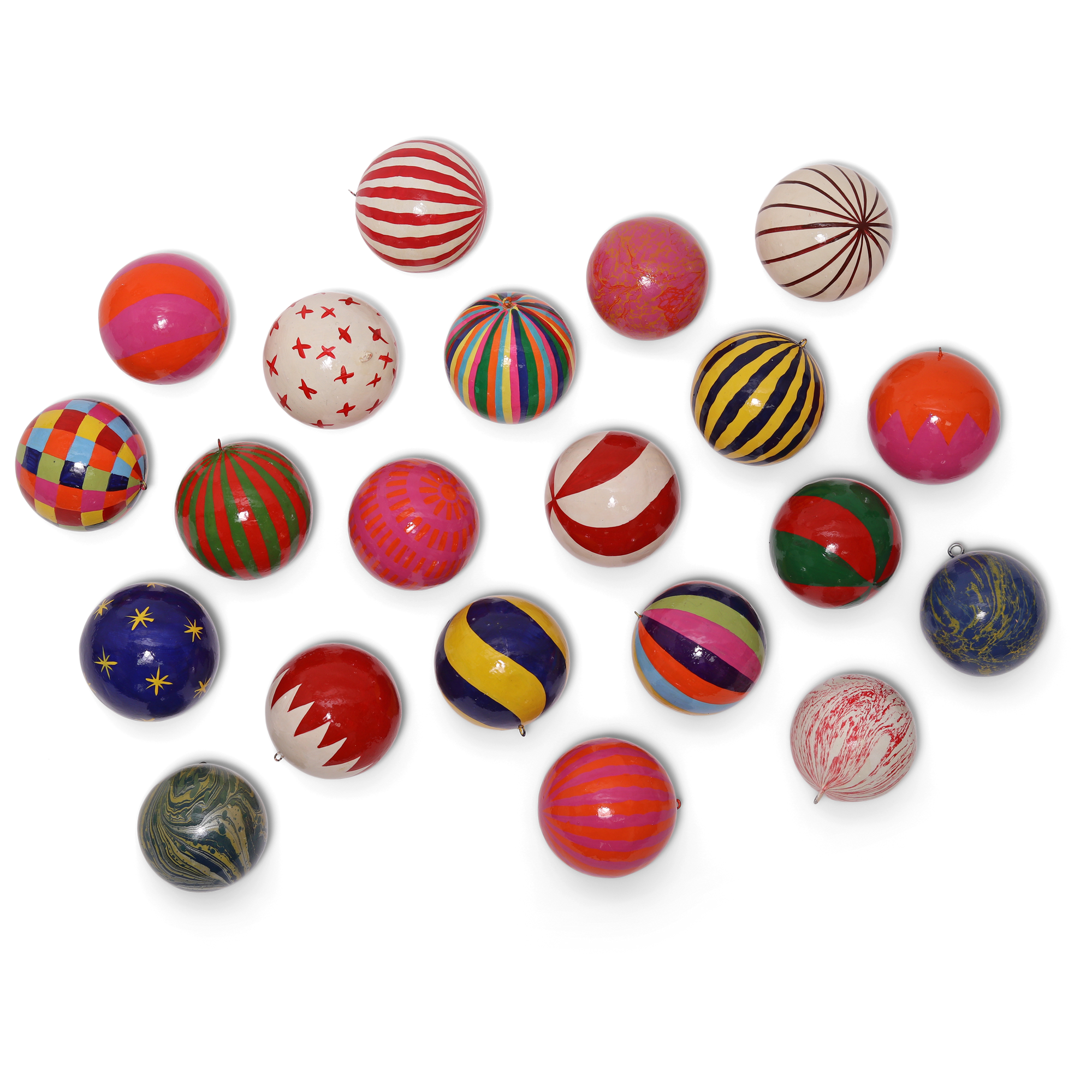 Checkerboard Fuchsia Papier Mâché Bauble