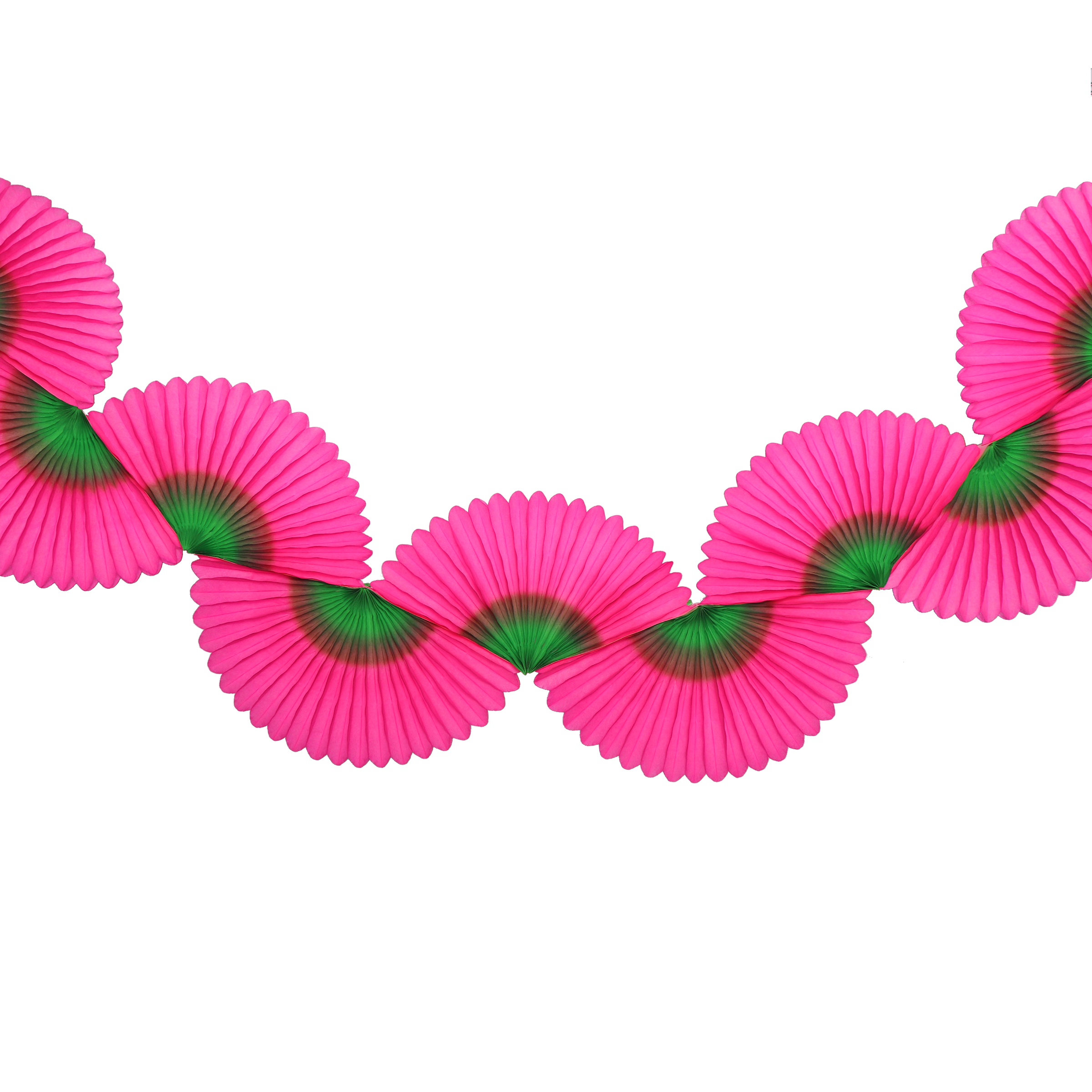 Two-Tone Fan Garland 1.75m, Fuchsia & Green