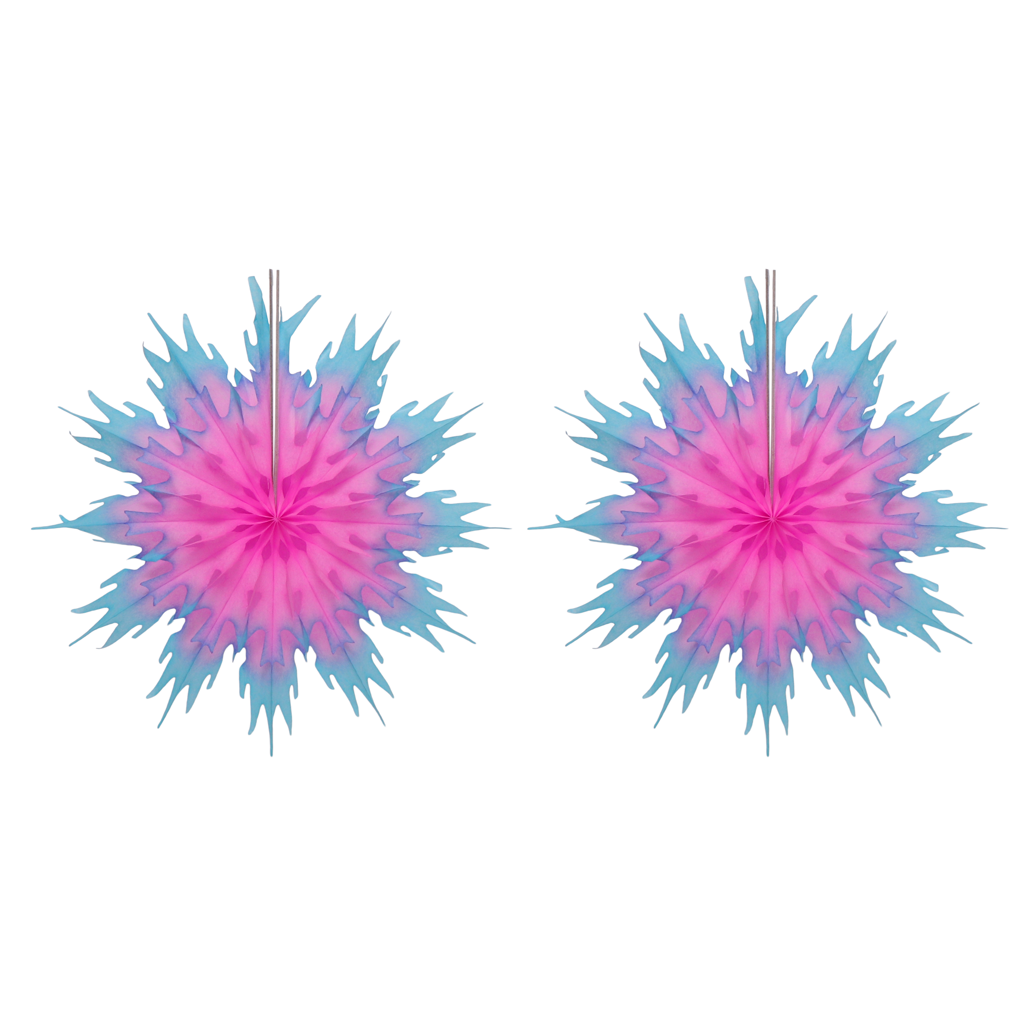 Classic Snowflake Fan 25cm Ice & Pink, Pack of 2