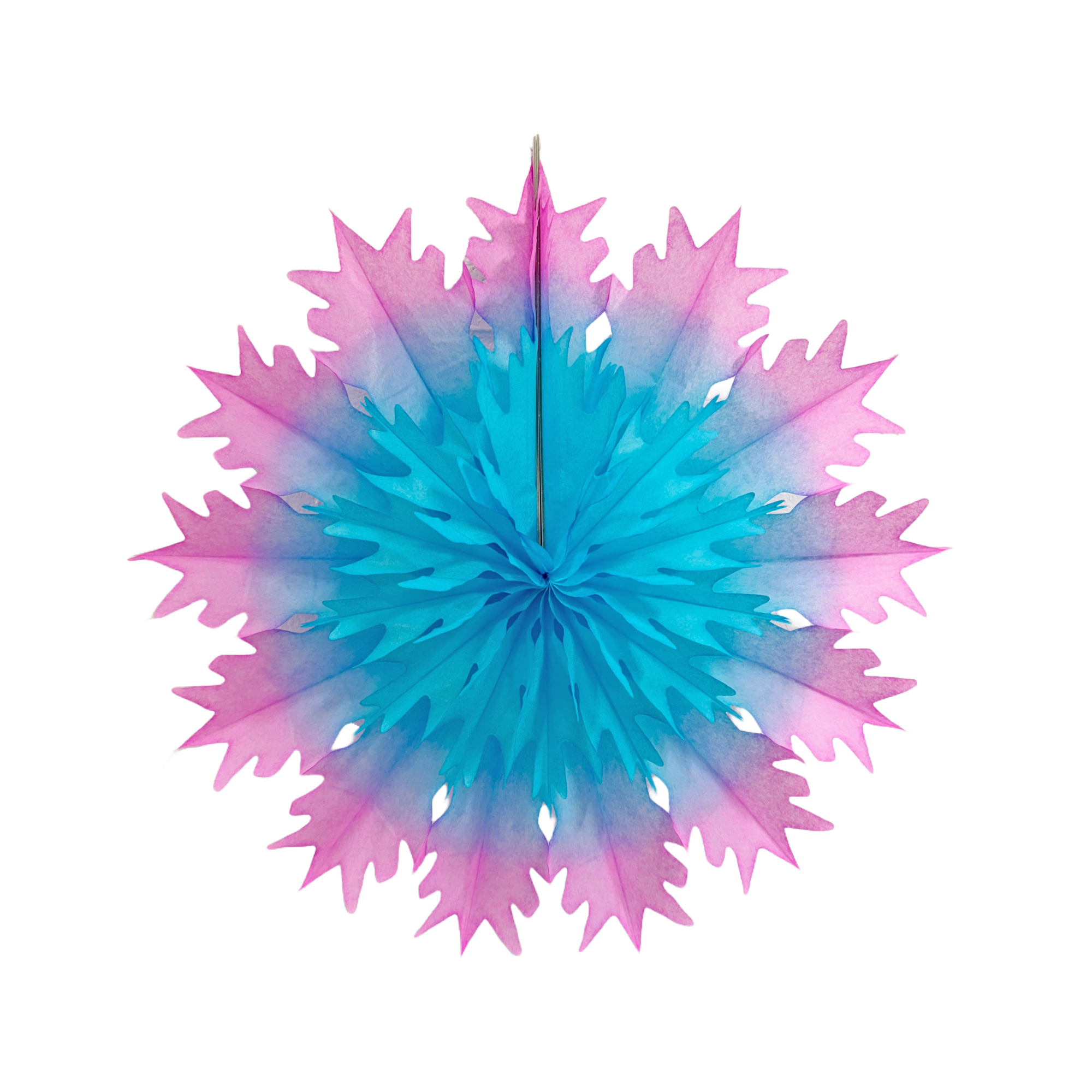 Classic Snowflake Fan 45cm, Two-Tone Pink & Blue
