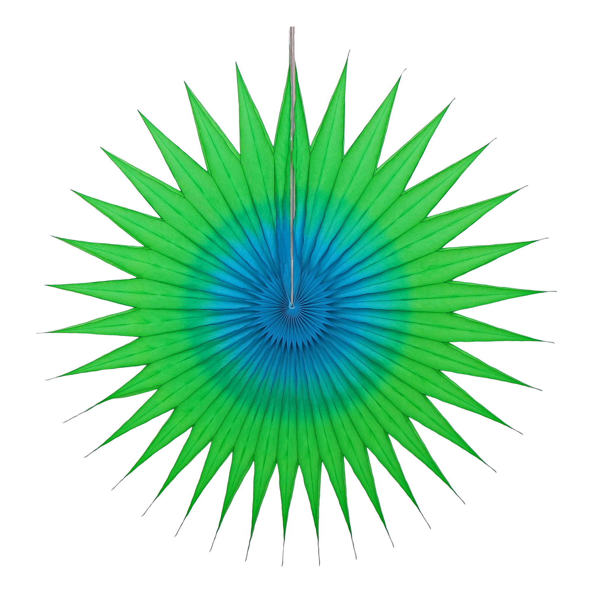 Pointed Two-Tone Fan 40cm, Grass & Azure