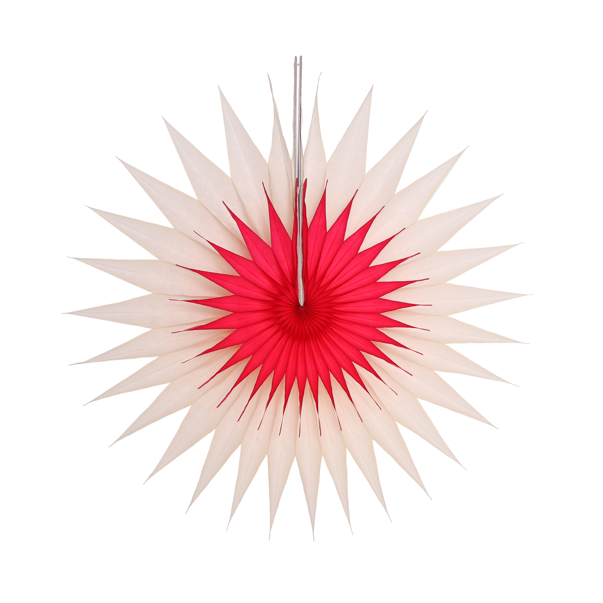 Pointed Duo Fan 30cm, Crimson & Natural