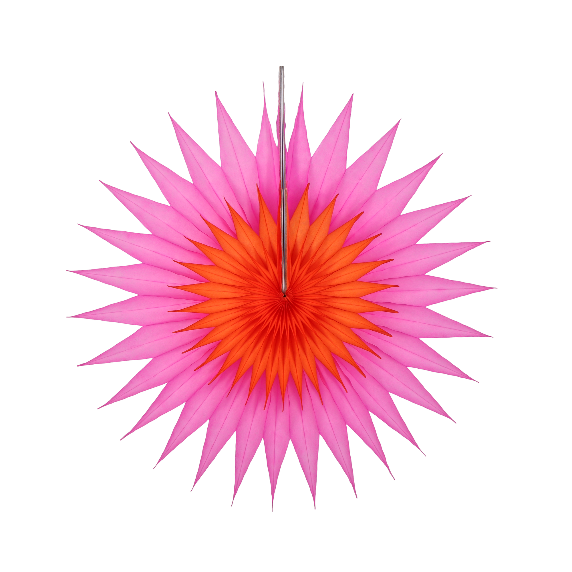 Pointed Duo Fan 30cm, Pink & Orange