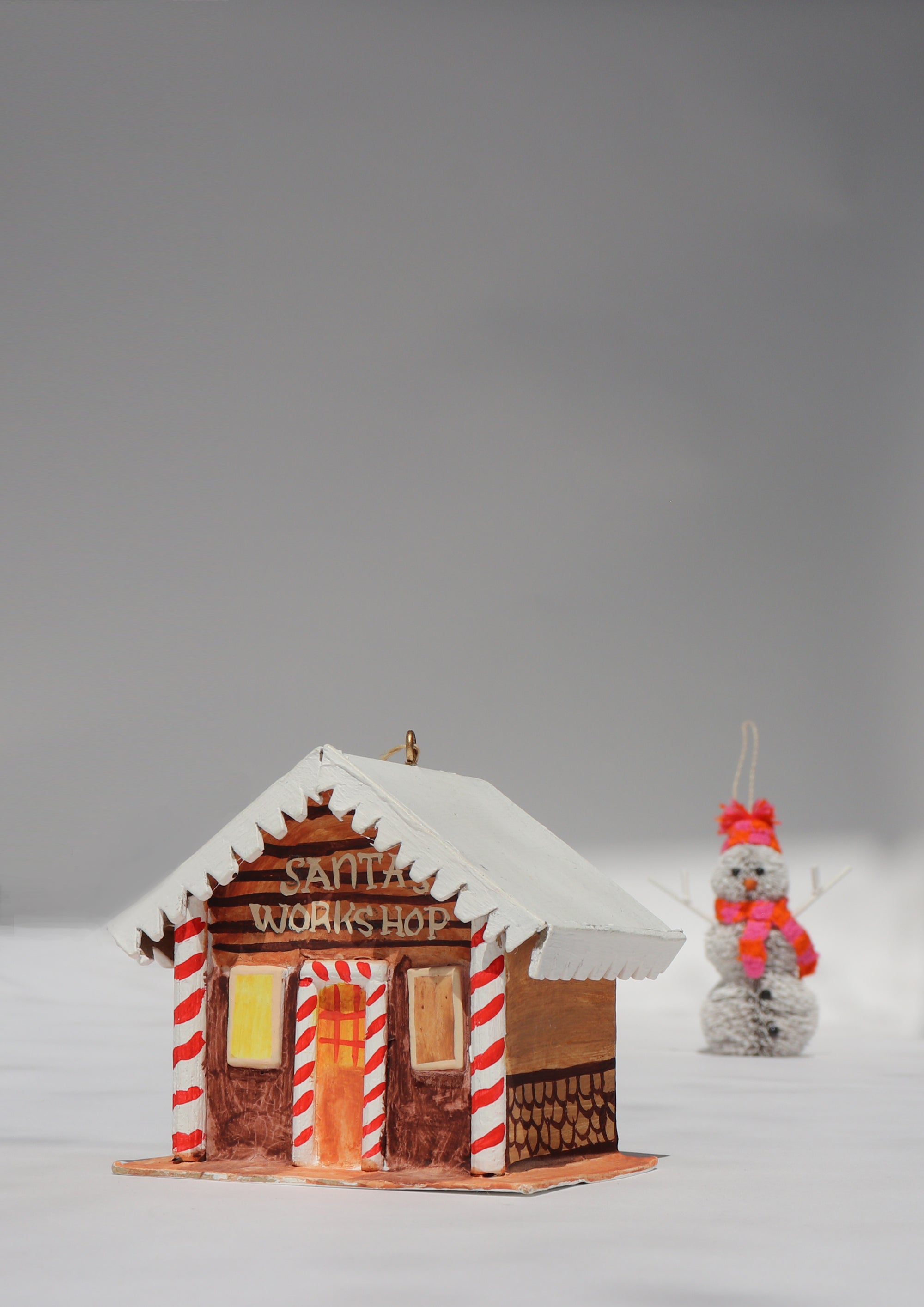 Papier Mâché Santa's Workshop Decoration, 9cm