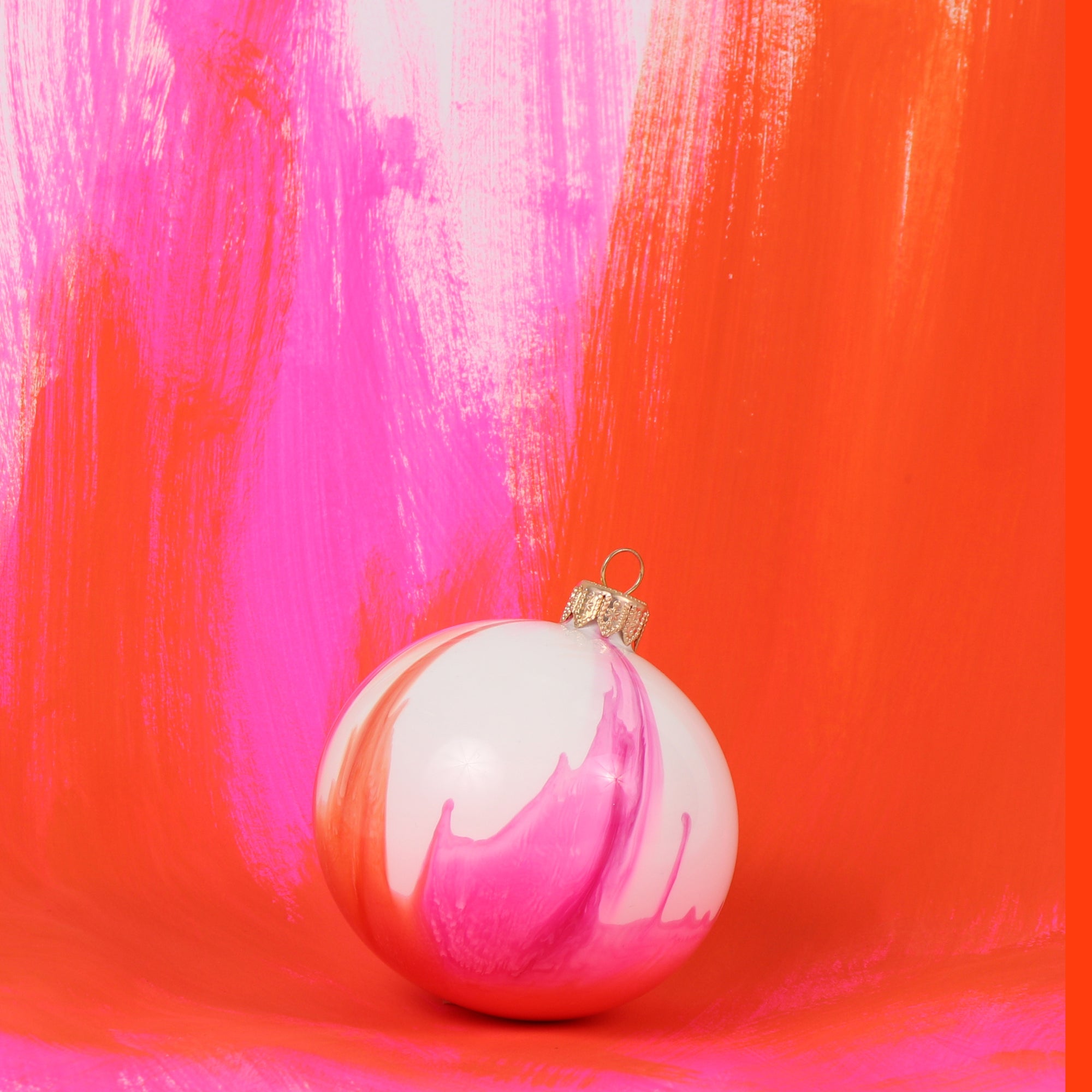 Splash Bauble, 8cm Pink & Orange