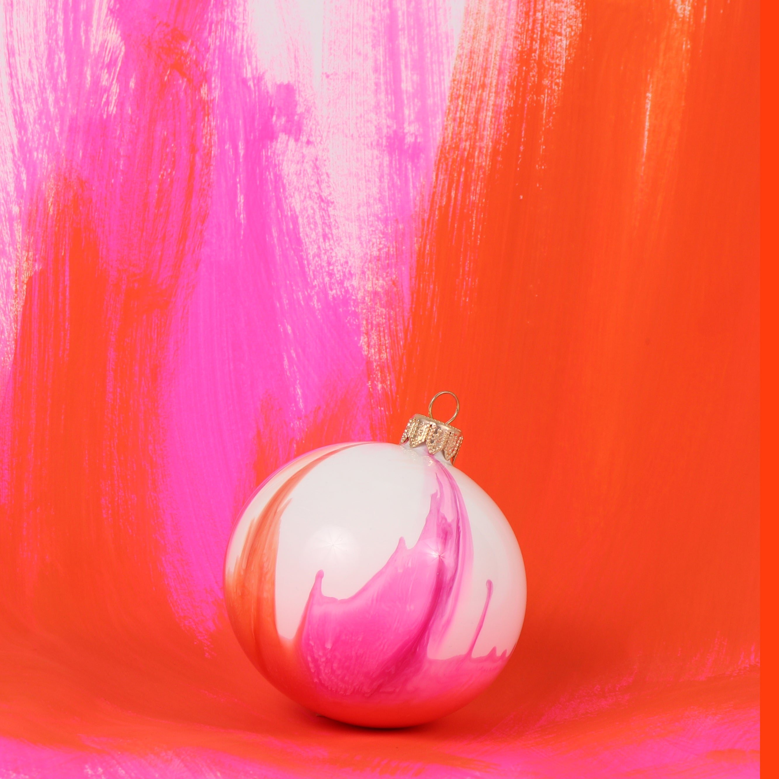 Splash Bauble, 8cm Pink & Orange