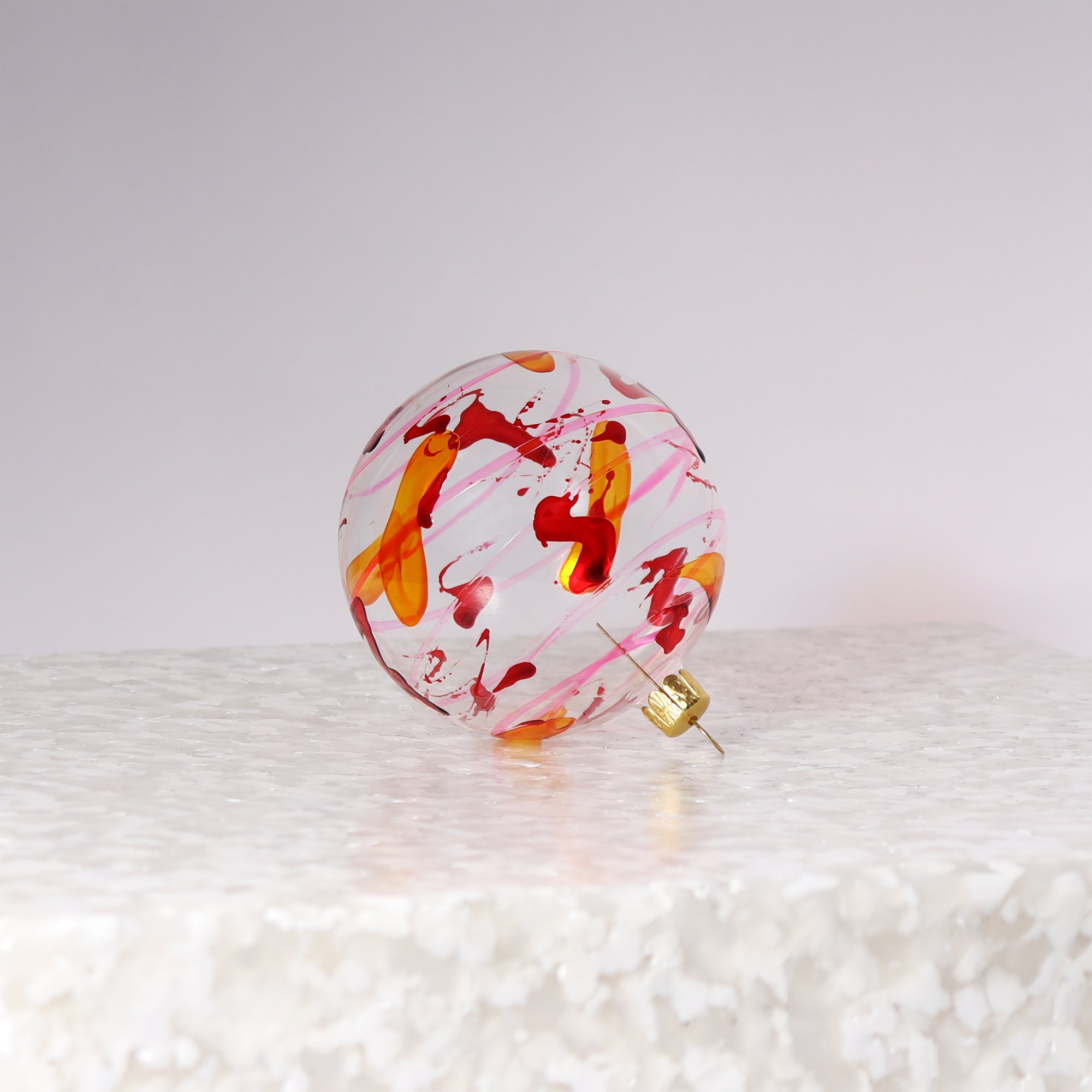 Splatter Pink & Orange Bauble, 8cm