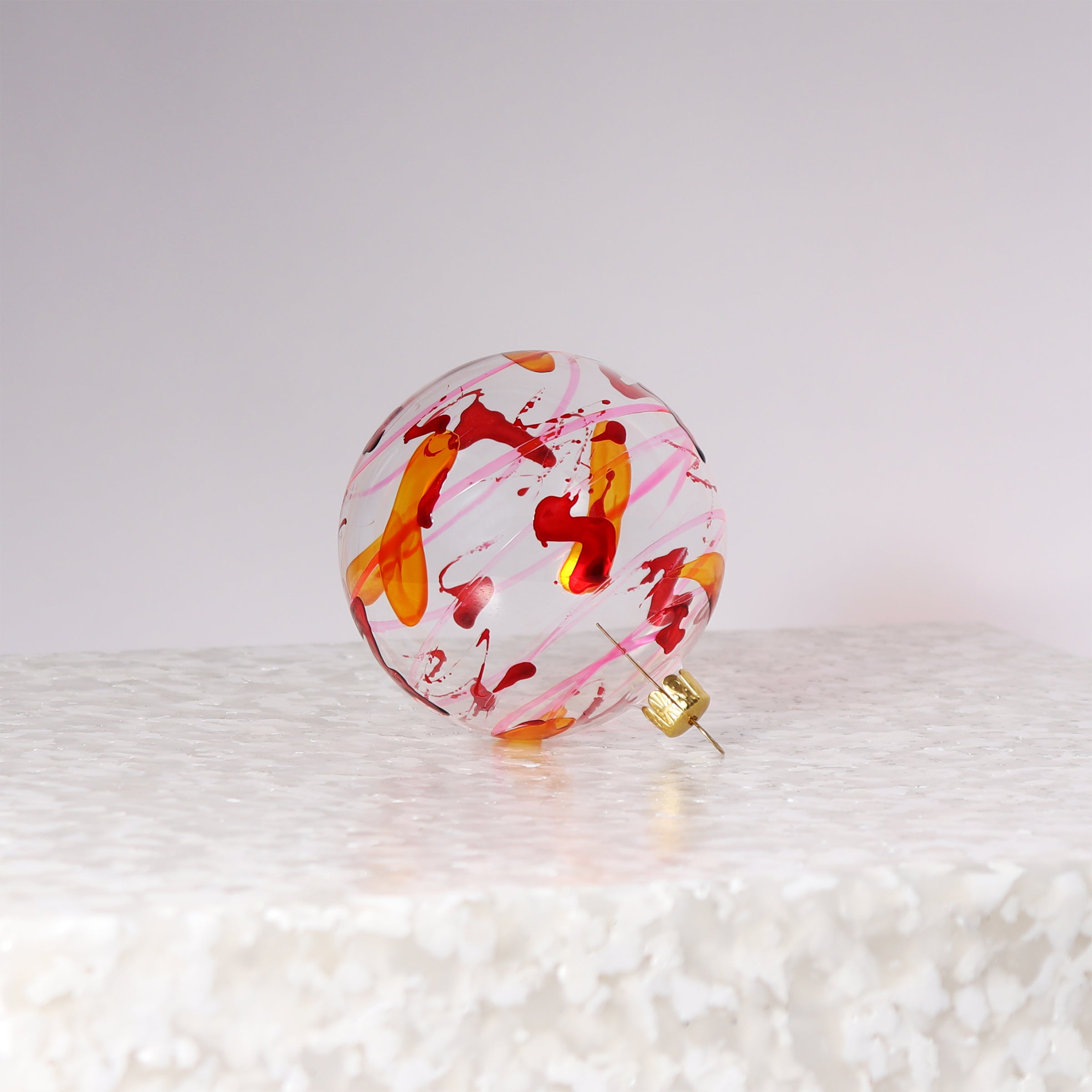 Splatter Pink & Orange Bauble, 8cm
