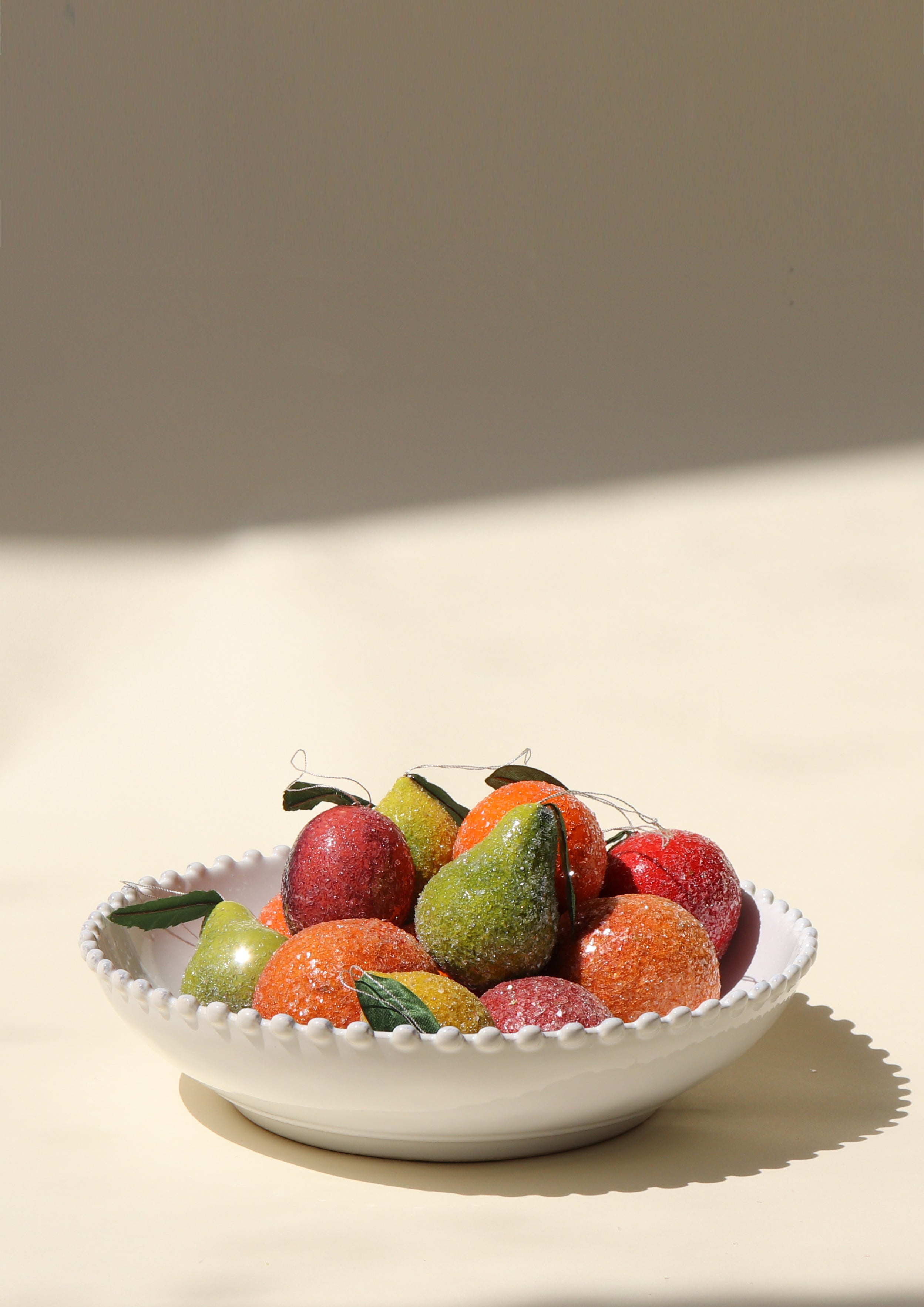 Spun Cotton Frosted Lemon Decoration, 6cm