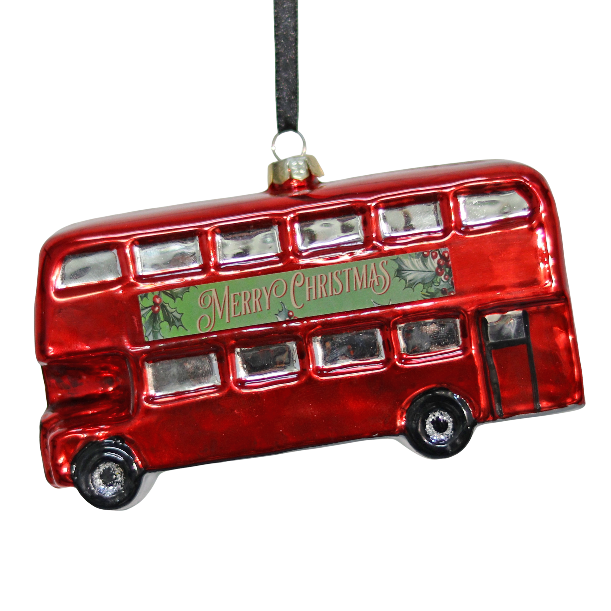 London Bus Glass Decoration, 16cm