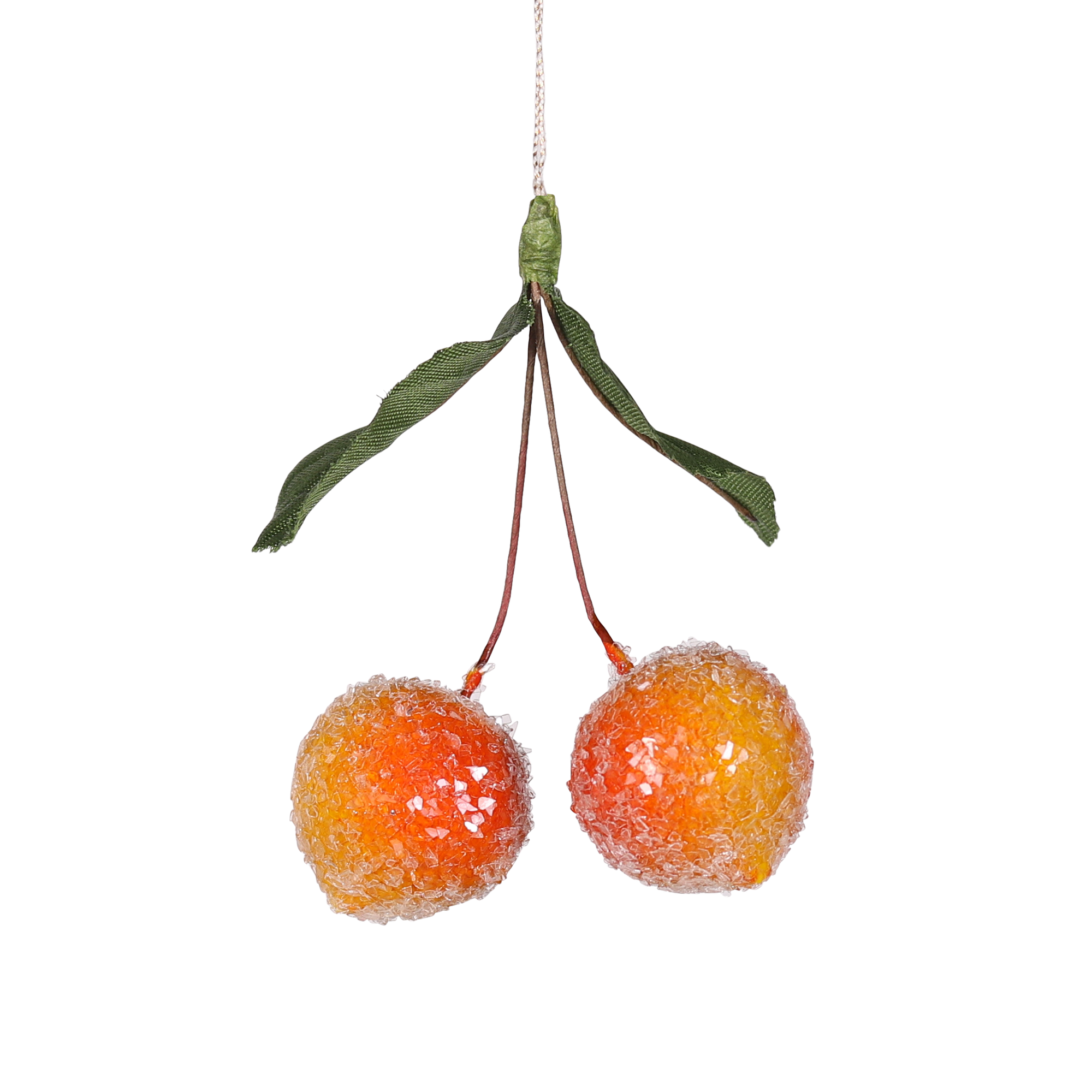 Spun Cotton Frosted Cherry Decoration, 6cm