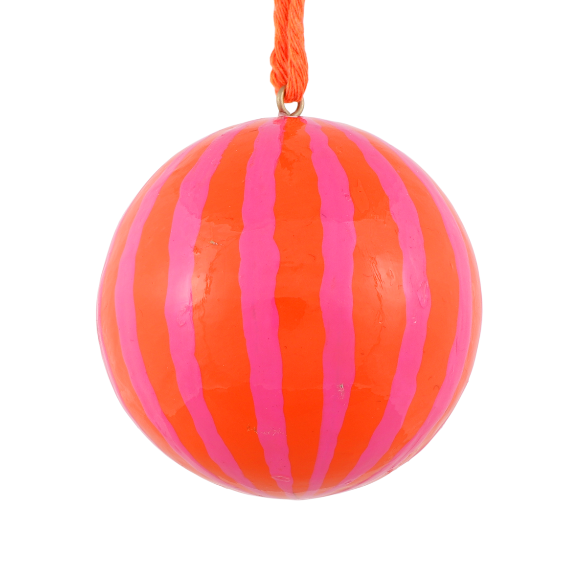Stripe Papier Mache Bauble