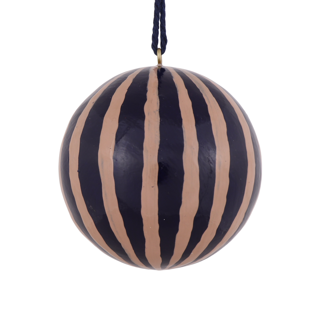 Stripe Papier Mache Bauble
