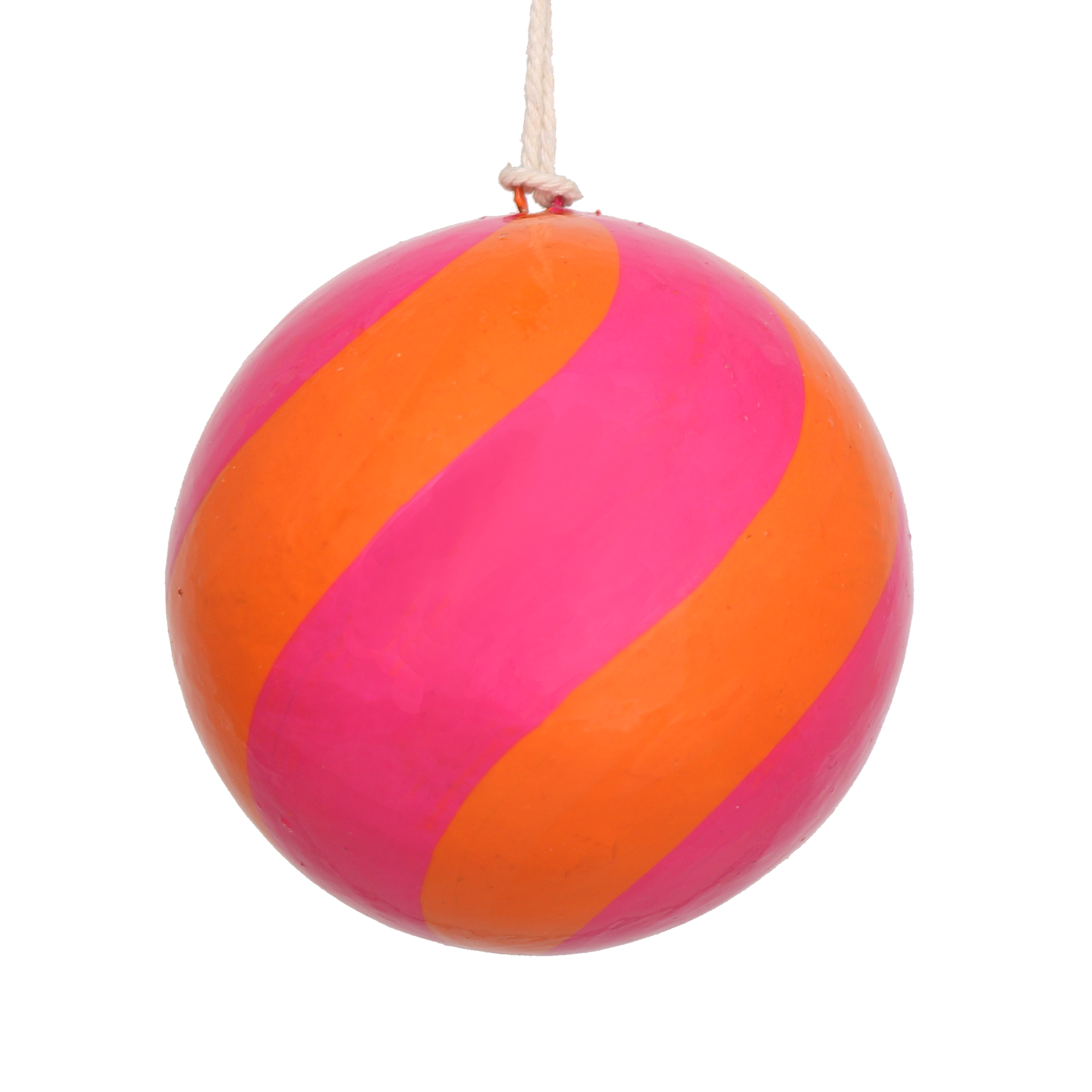 Swirl Pink & Orange Papier Mâché Bauble