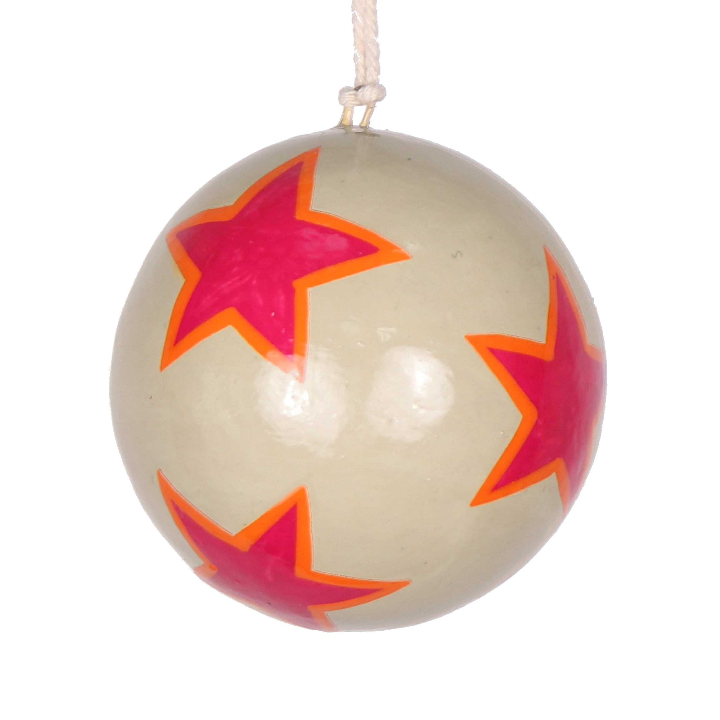 Papier Mache Star Bauble Magenta, 7 cm