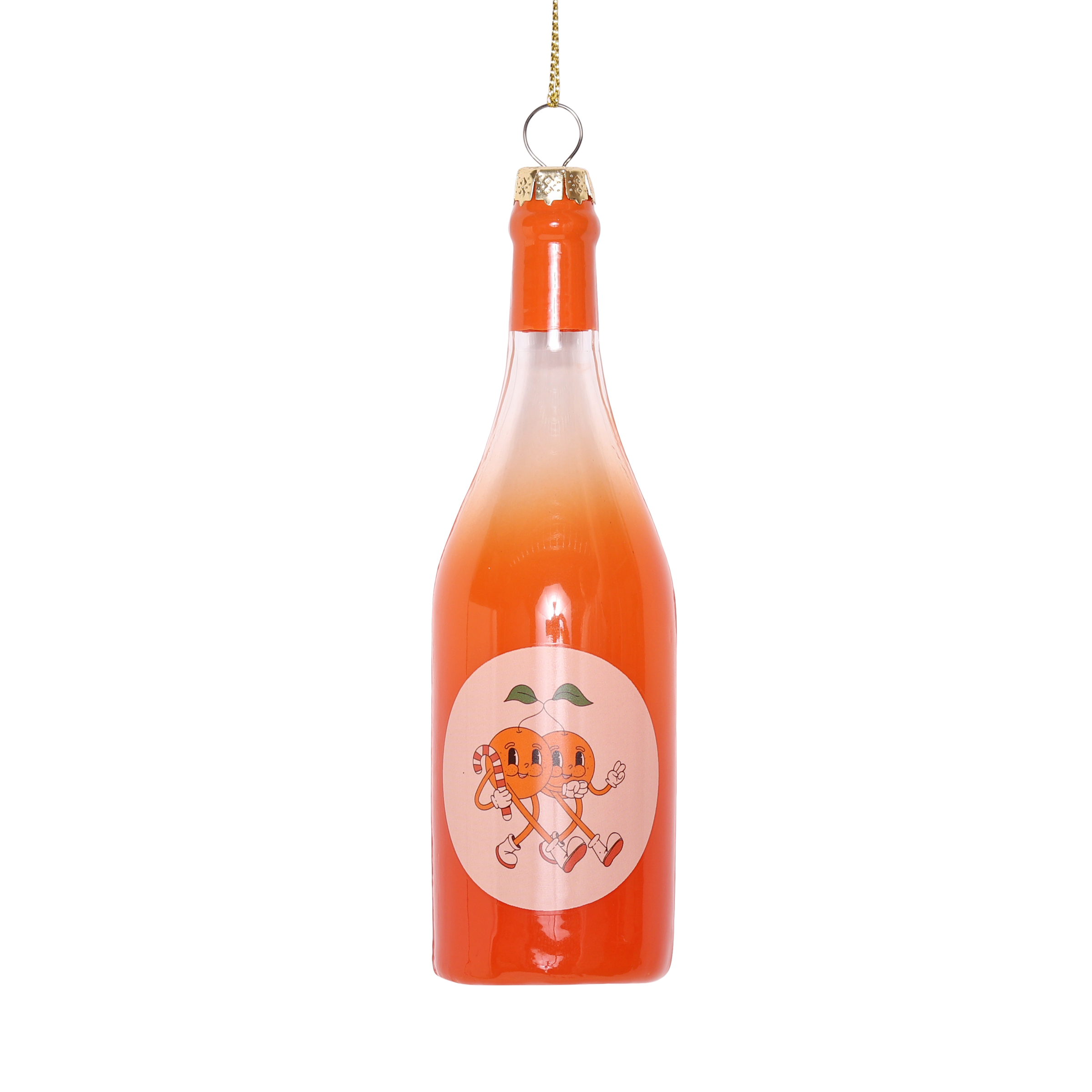 Orange Wine Glass Decoration, 13cm