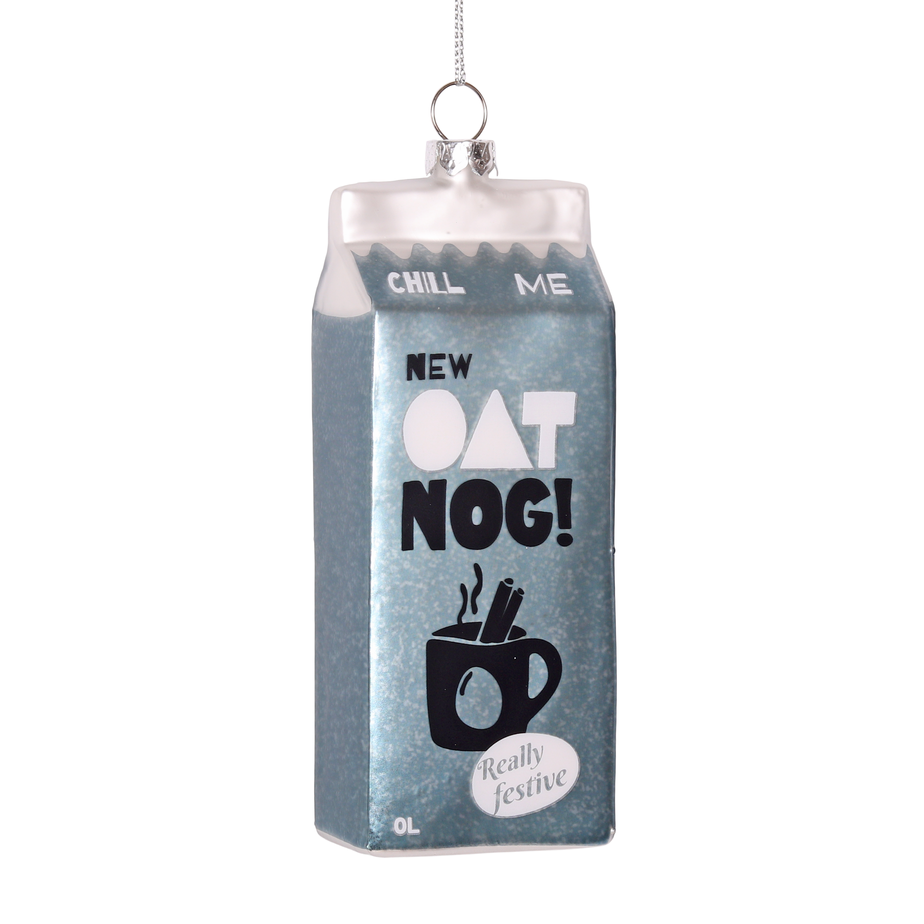 Oat Nog Glass Decoration, 12cm