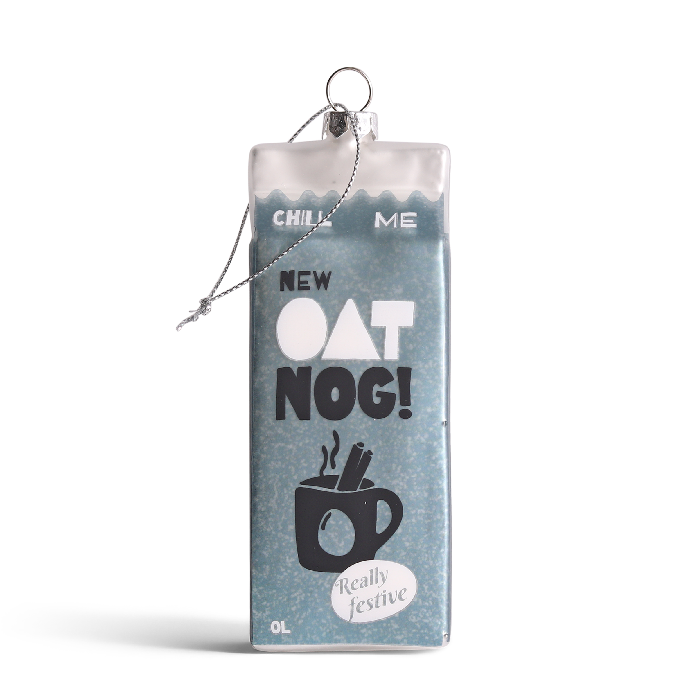 Oat Nog Glass Decoration, 12cm