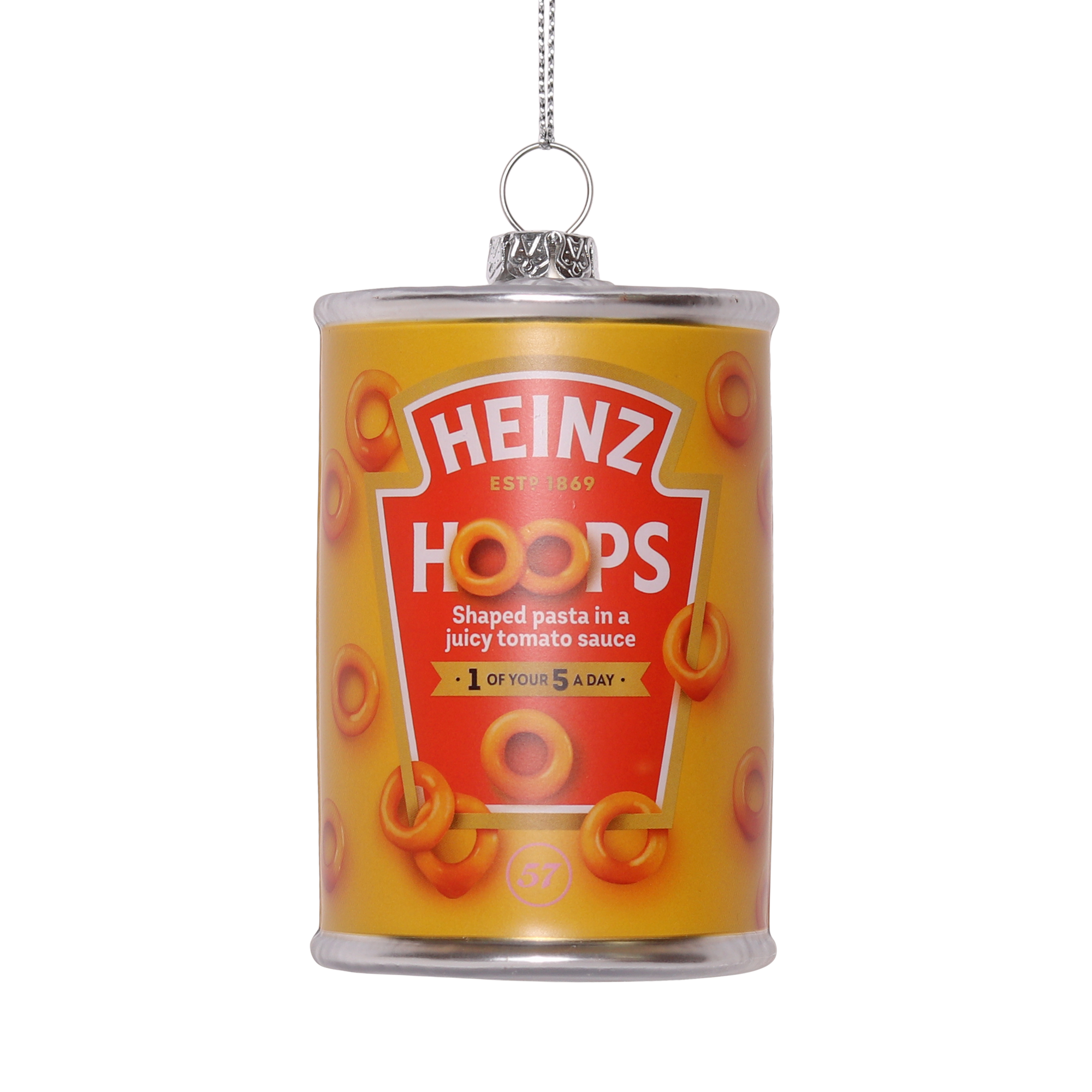 HEINZ Spaghetti Hoops Glass Decoration, 8cm